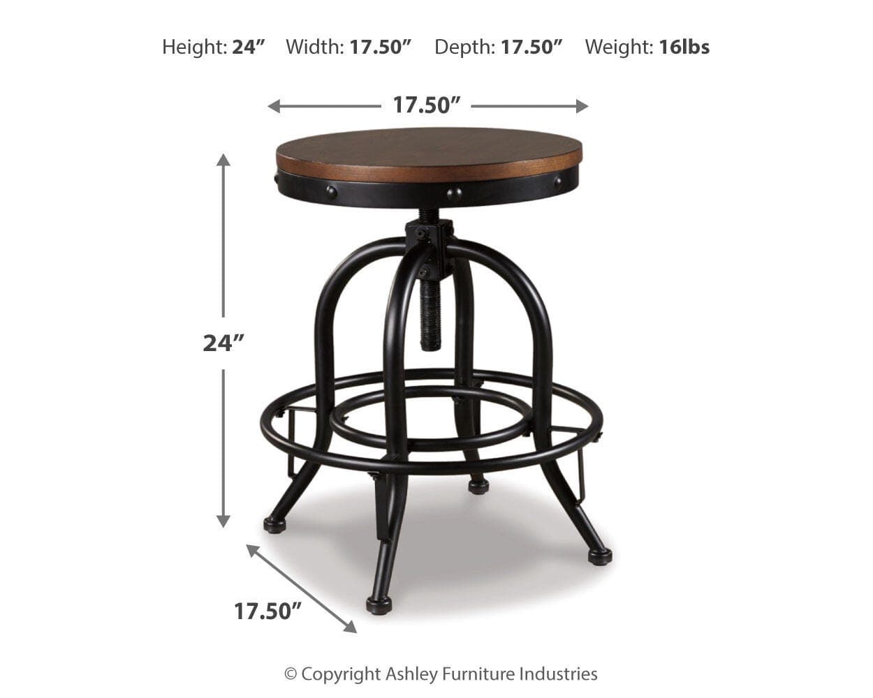 Valebeck Counter Height Bar Stool — Black/Gray & Brown/Beige — view 4