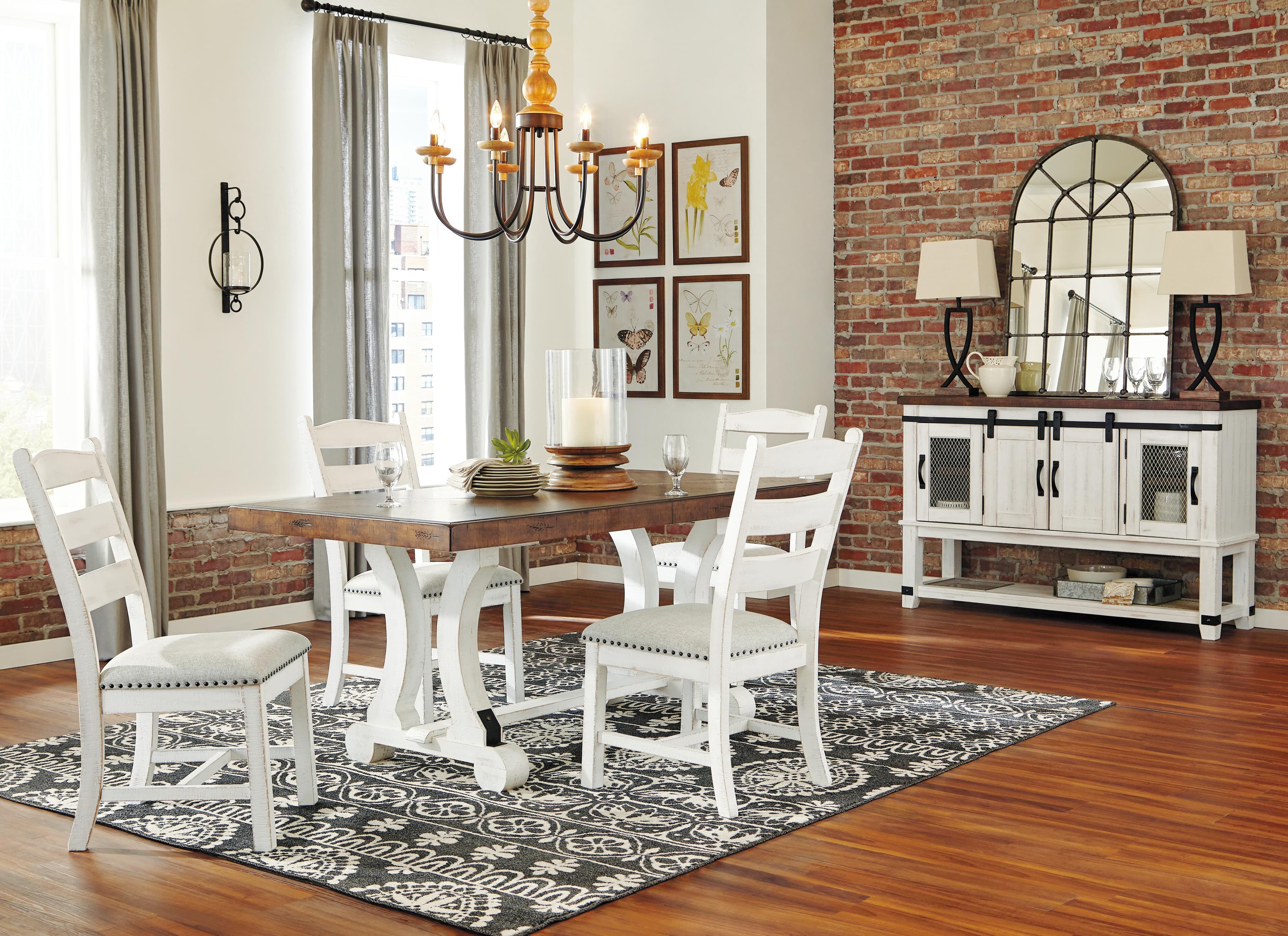 Valebeck Dining Table — White & Brown/Beige — view 7