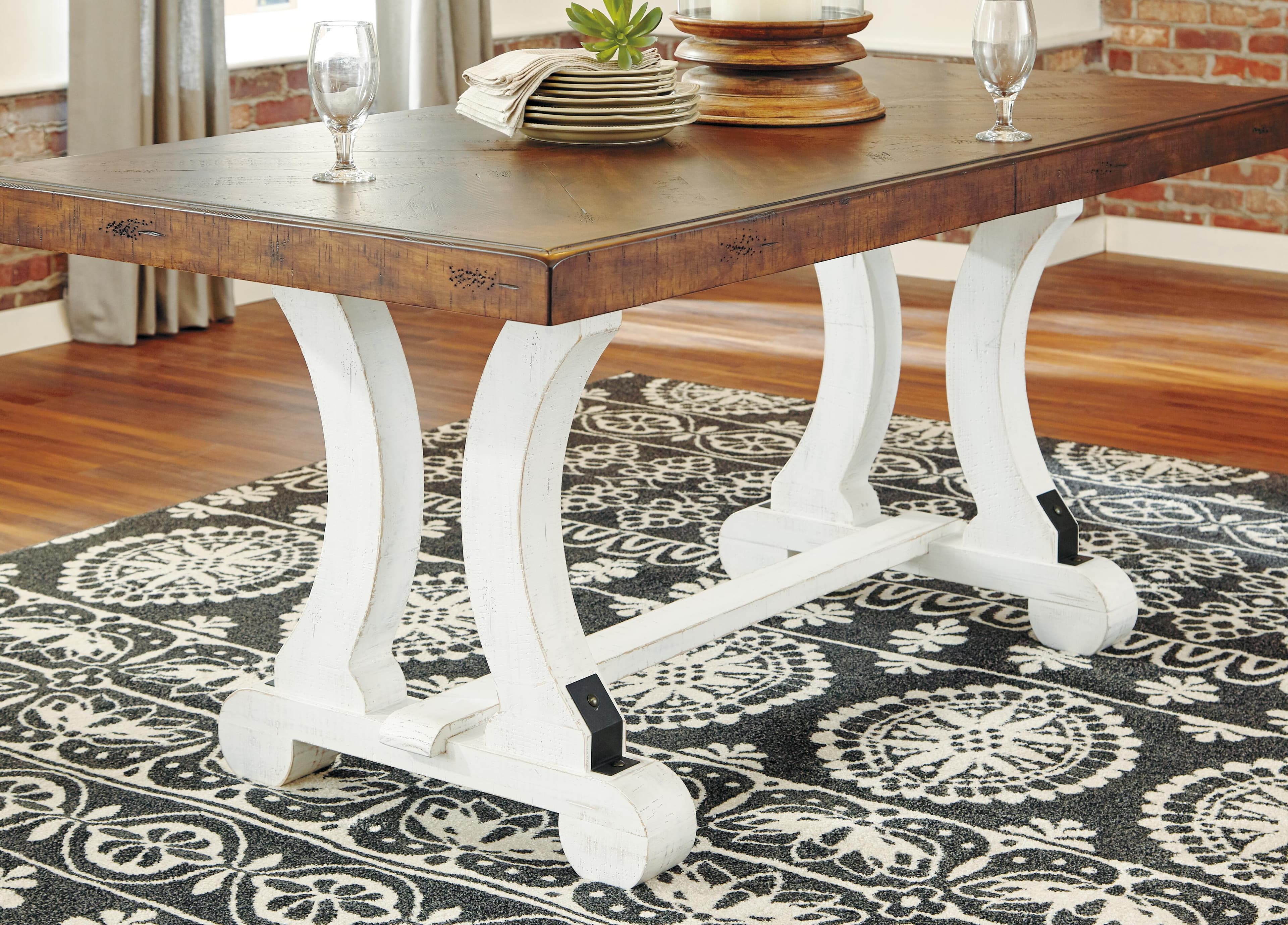Valebeck Dining Table — White & Brown/Beige — view 3