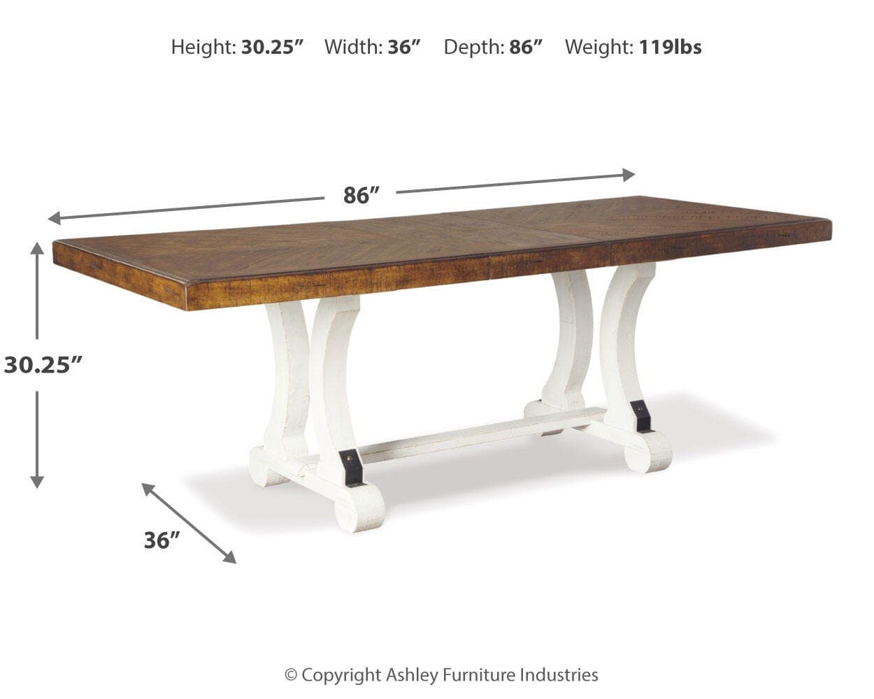 Valebeck Dining Table — White & Brown/Beige — view 4