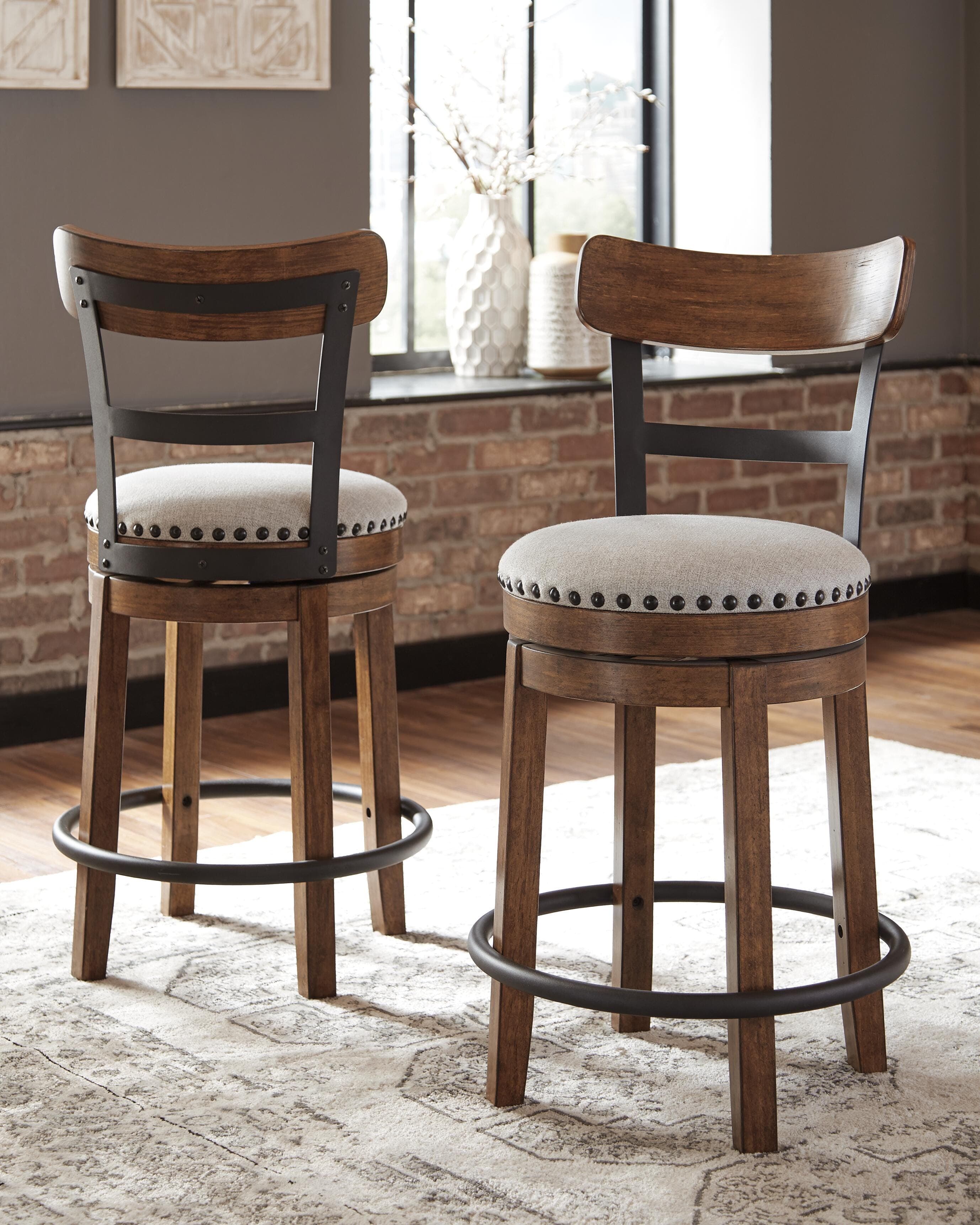 Valebeck Counter Height Bar Stool — Black/Gray & Brown/Beige — view 2