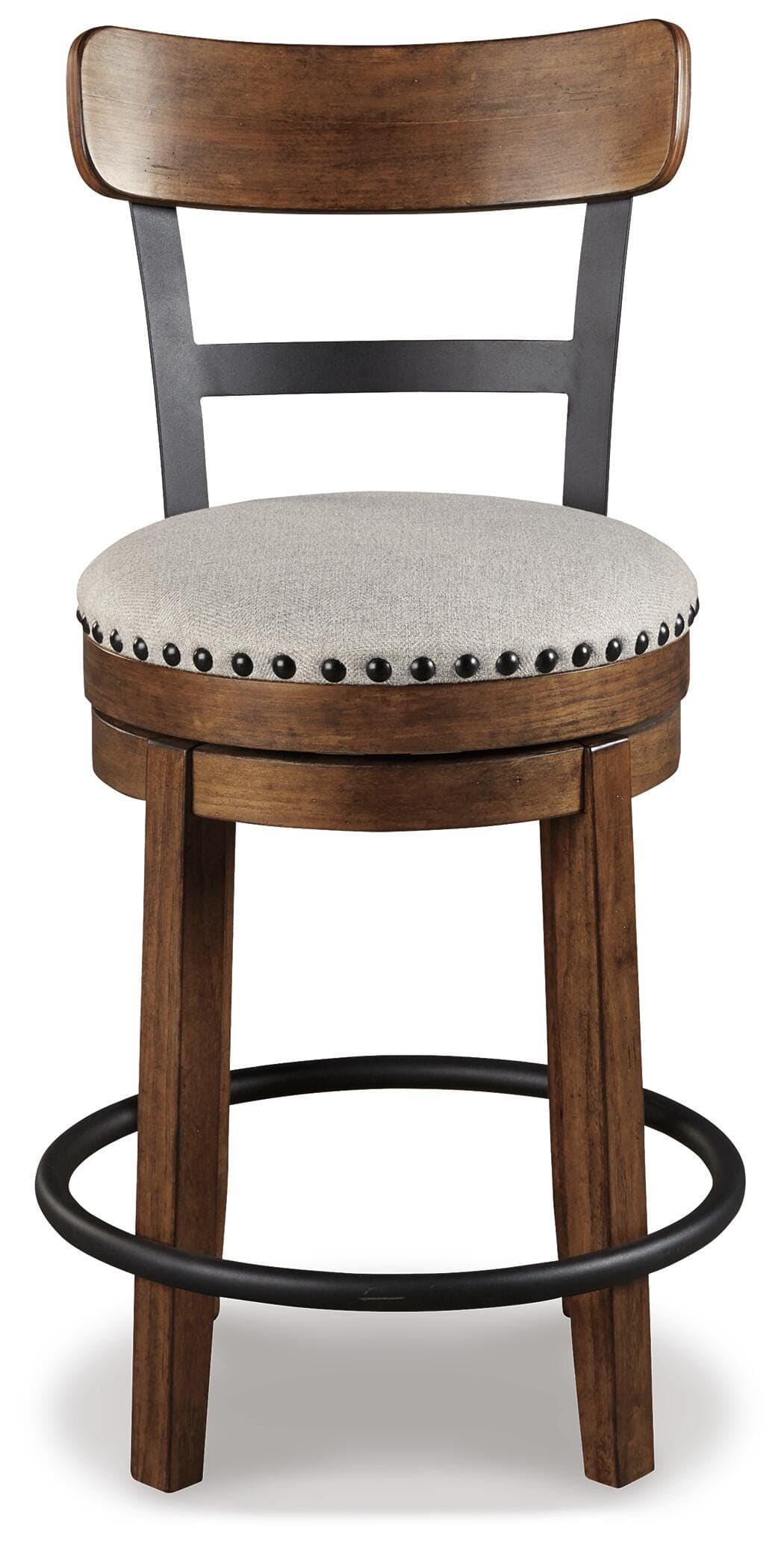 Valebeck Counter Height Bar Stool — Black/Gray & Brown/Beige — view 3