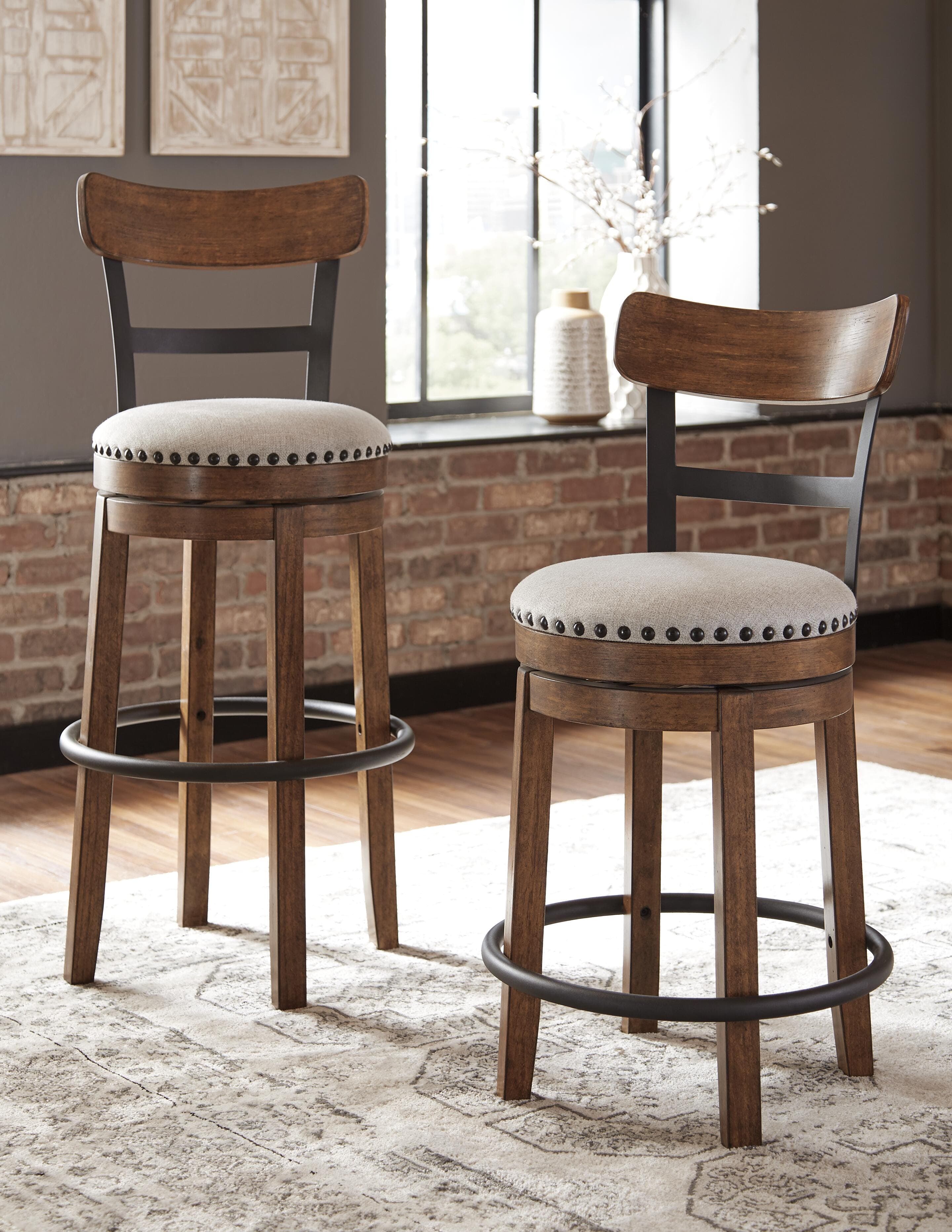 Valebeck Bar Height Bar Stool — Black/Gray & Brown/Beige — view 6