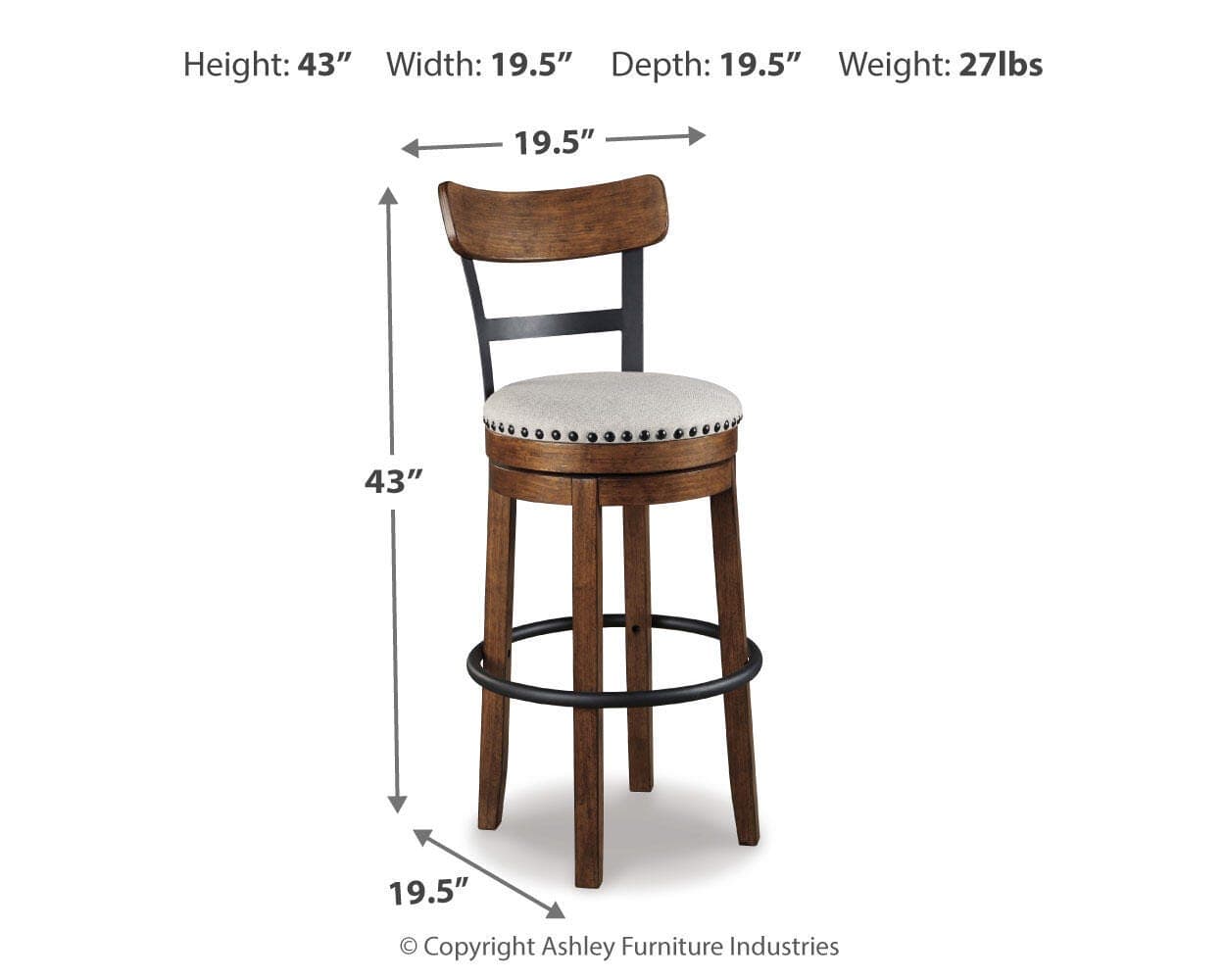 Valebeck Bar Height Bar Stool — Black/Gray & Brown/Beige — view 4