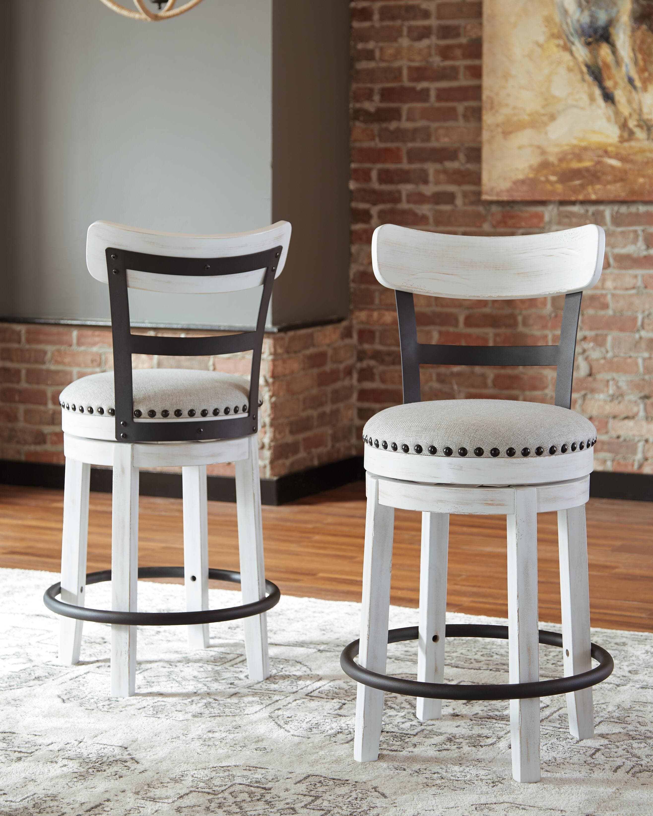 Valebeck Counter Height Bar Stool — White, Black/Gray & Brown/Beige — view 2