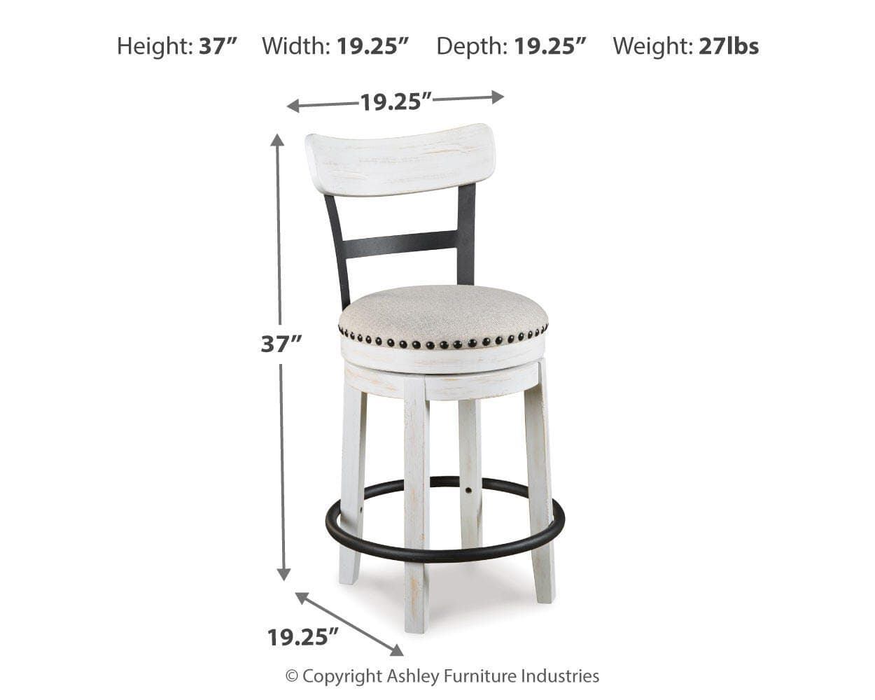 Valebeck Counter Height Bar Stool — White, Black/Gray & Brown/Beige — view 4