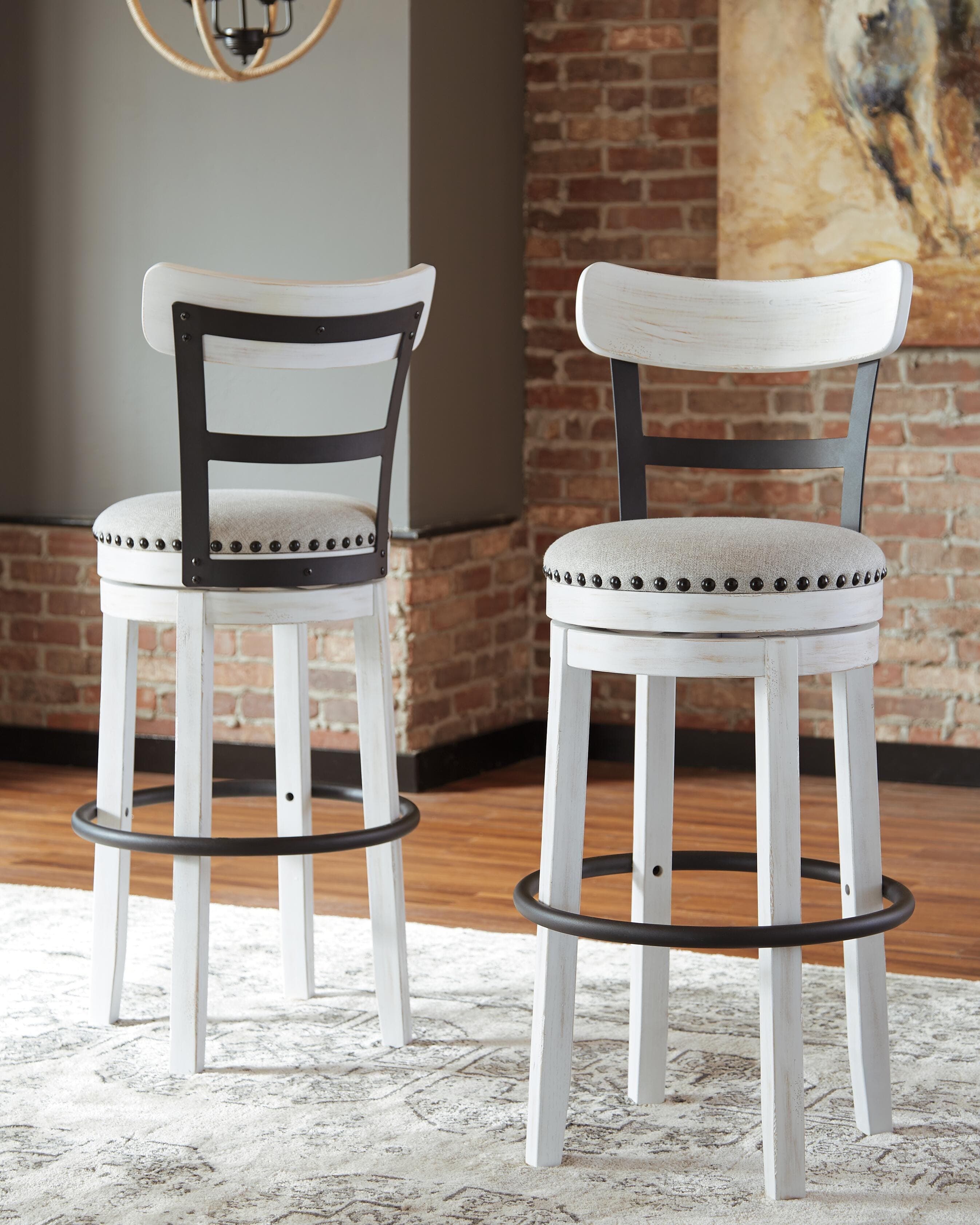 Valebeck Bar Height Bar Stool — White, Black/Gray & Brown/Beige — view 2