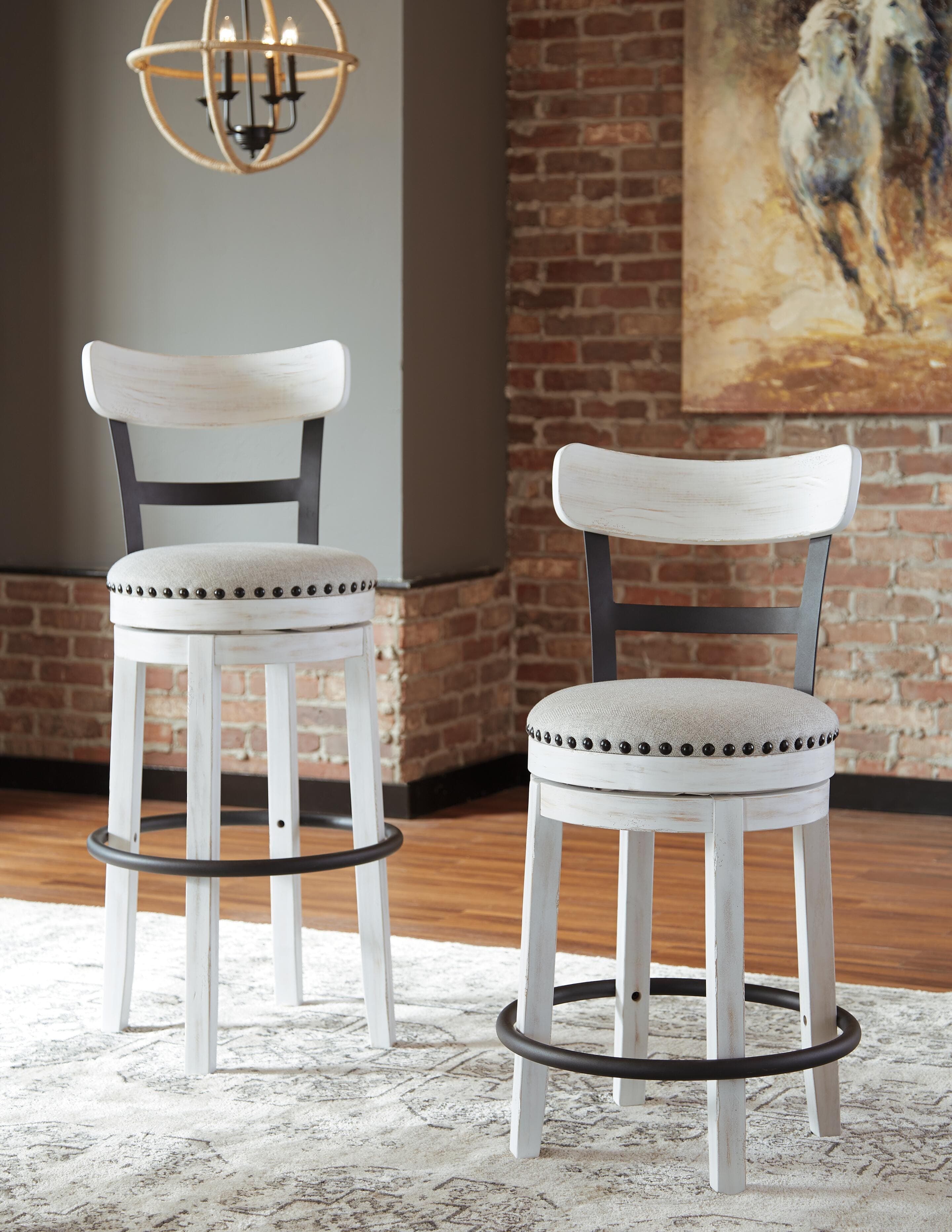 Valebeck Bar Height Bar Stool — White, Black/Gray & Brown/Beige — view 6