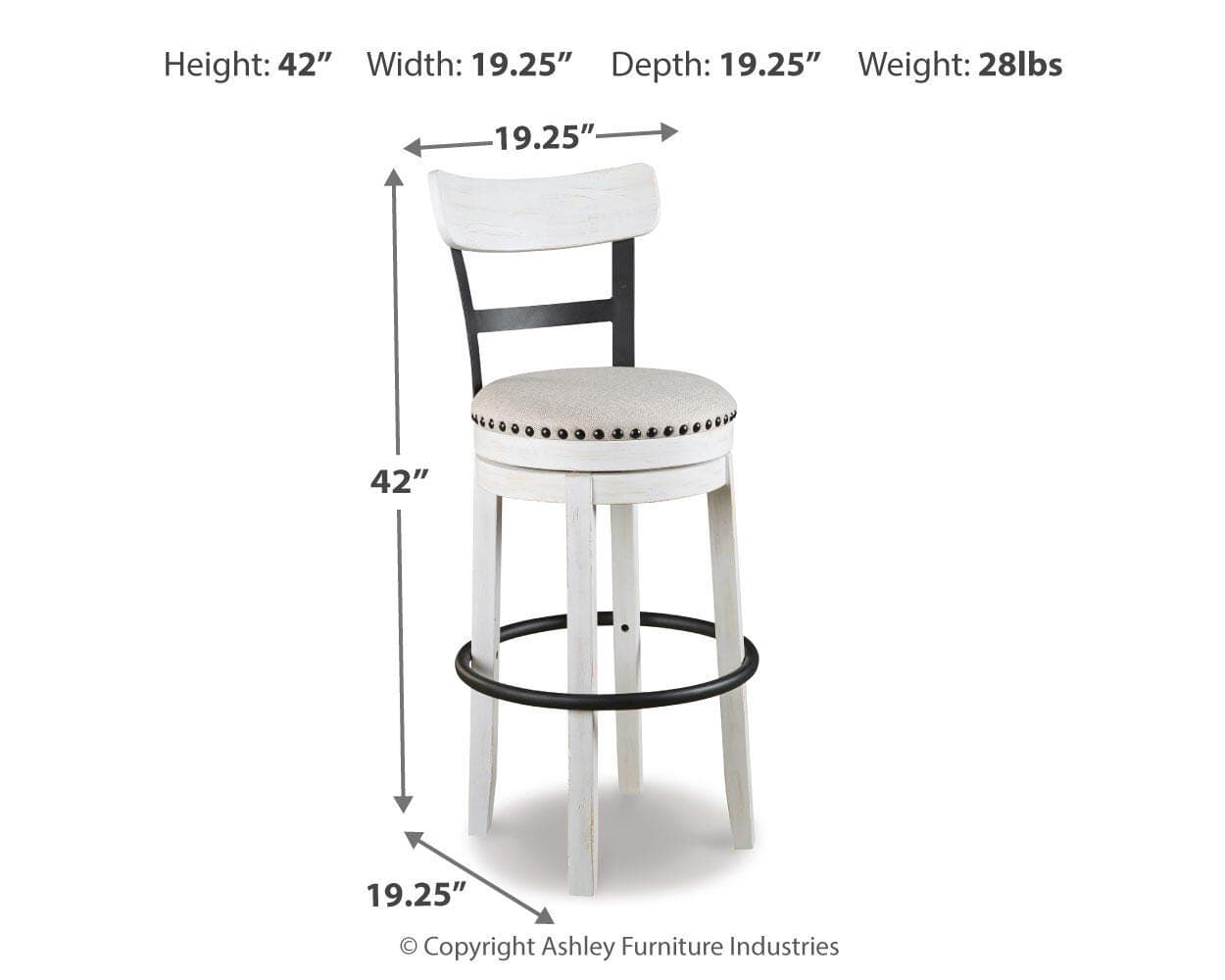 Valebeck Bar Height Bar Stool — White, Black/Gray & Brown/Beige — view 4