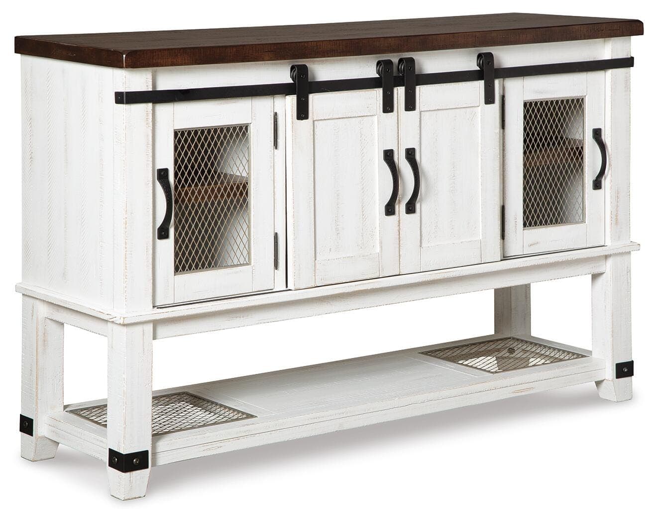 Valebeck Dining Server — White & Brown/Beige — Elite Furniture Cincinnati