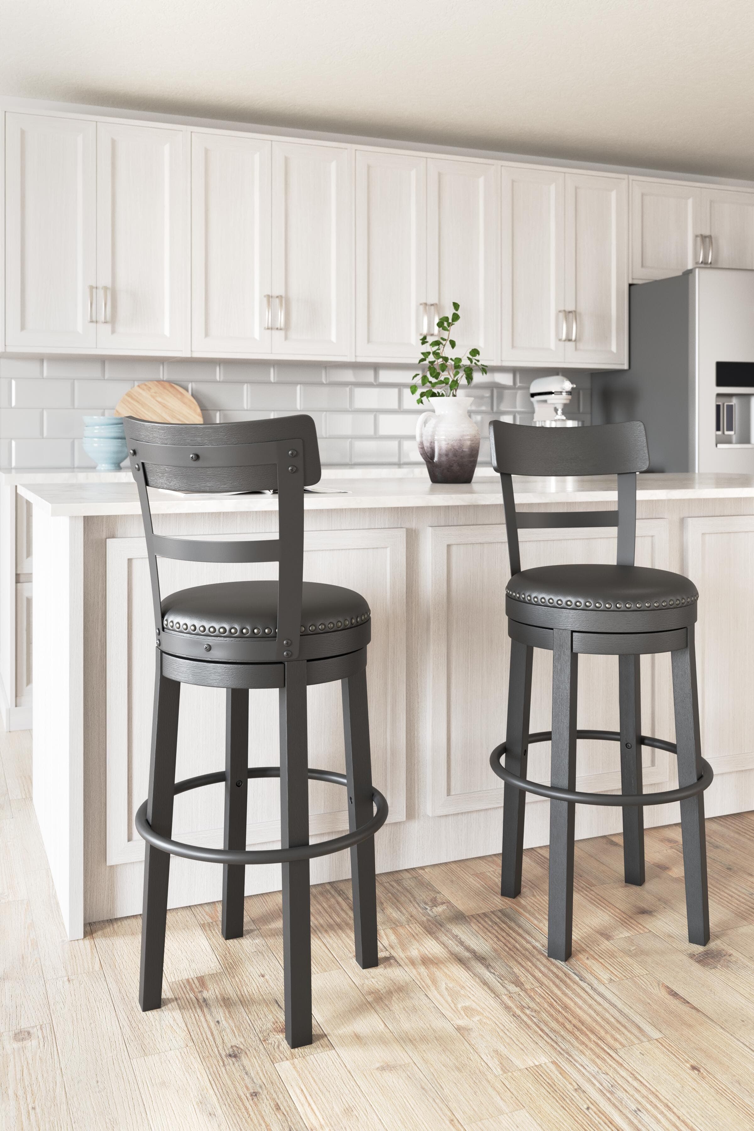 Valebeck Bar Height Bar Stool — Black/Gray — view 2