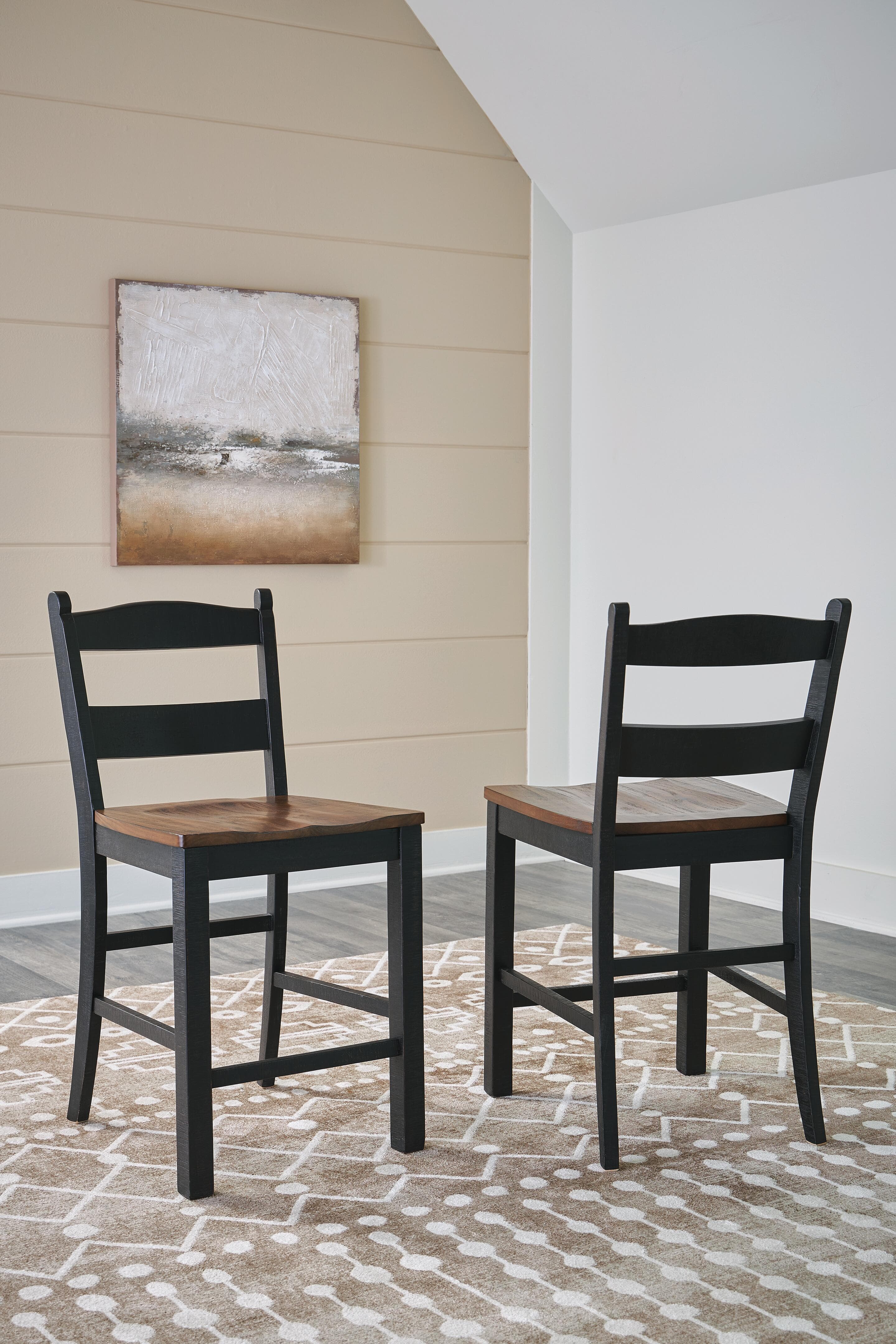 Valebeck Counter Height Barstool — Black/Gray & Brown/Beige — view 2