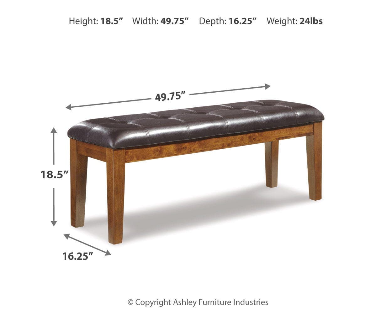 Ralene Dining Bench — Brown/Beige — view 3