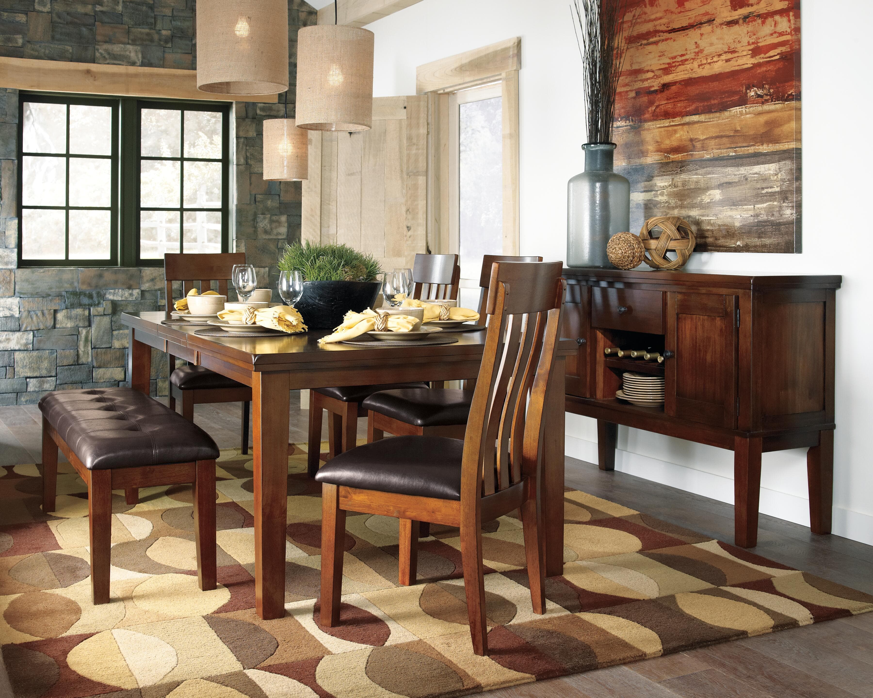Ralene Dining Bench — Brown/Beige — view 5