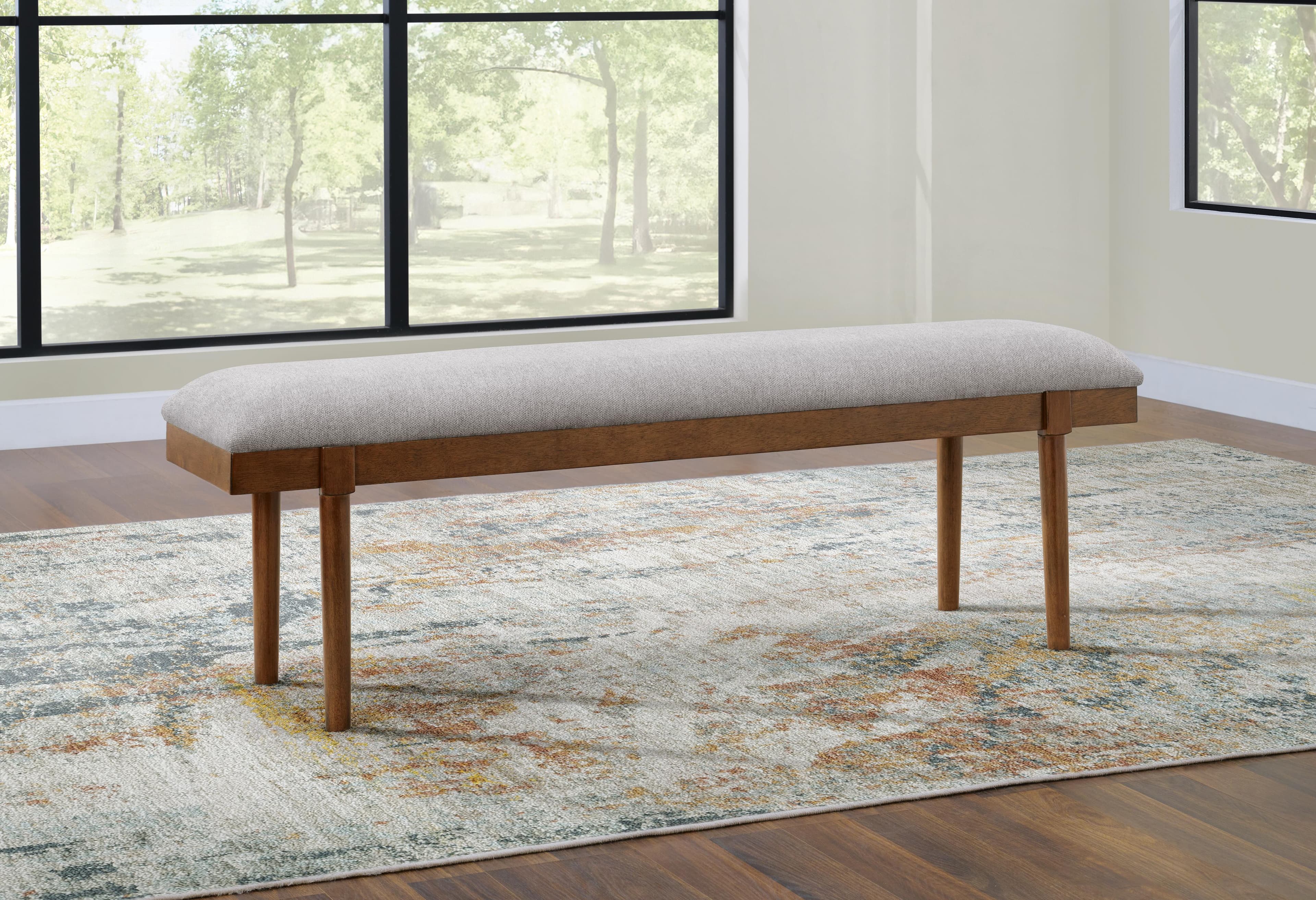 Lyncott 59" Upholstered Dining Bench — Black/Gray & Brown/Beige — view 2