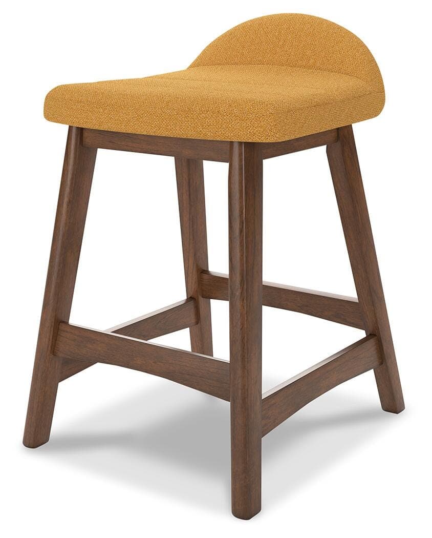 Lyncott Counter Height Bar Stool — Yellow & Brown/Beige — view 3