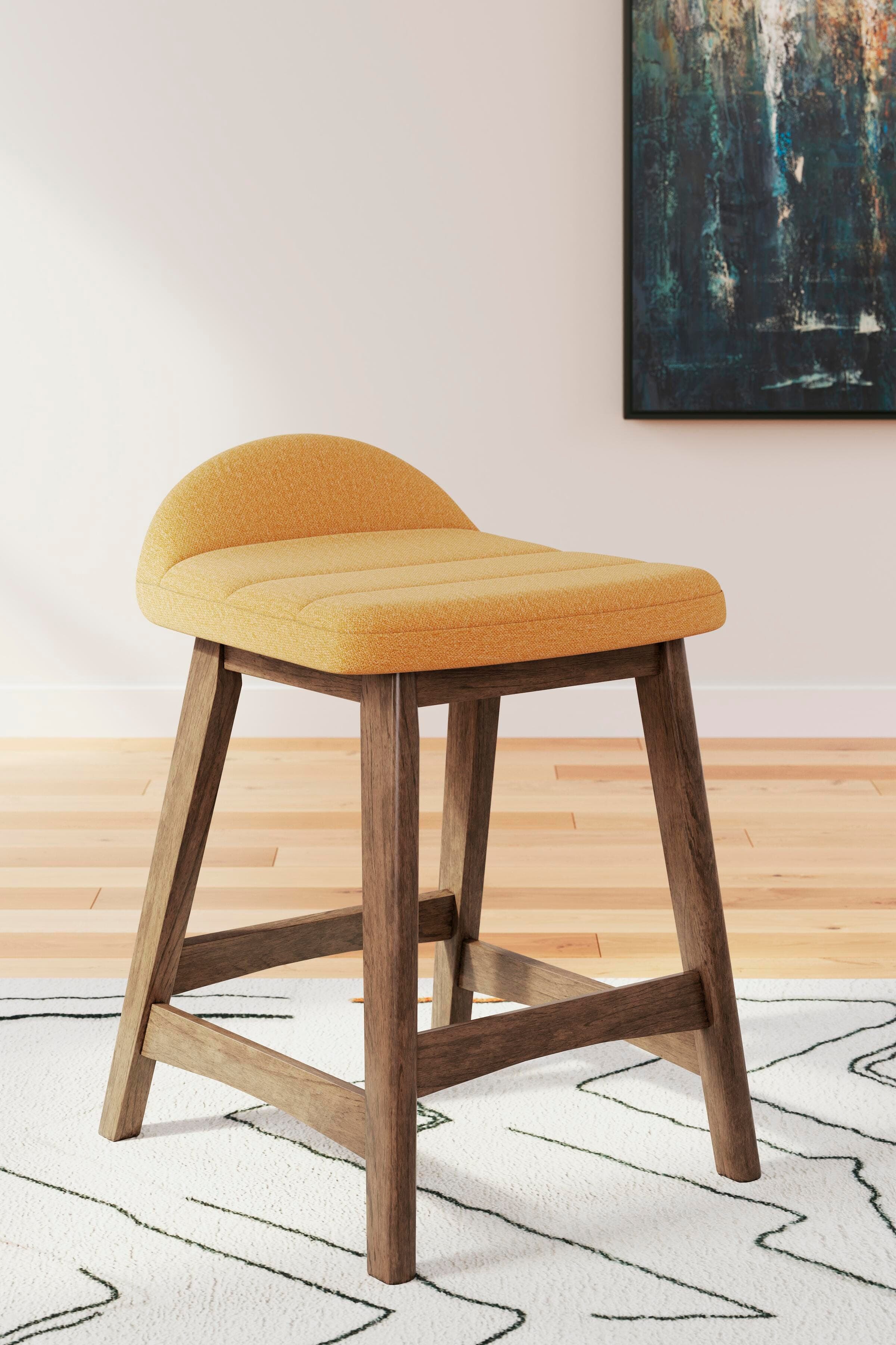 Lyncott Counter Height Bar Stool — Yellow & Brown/Beige — view 2