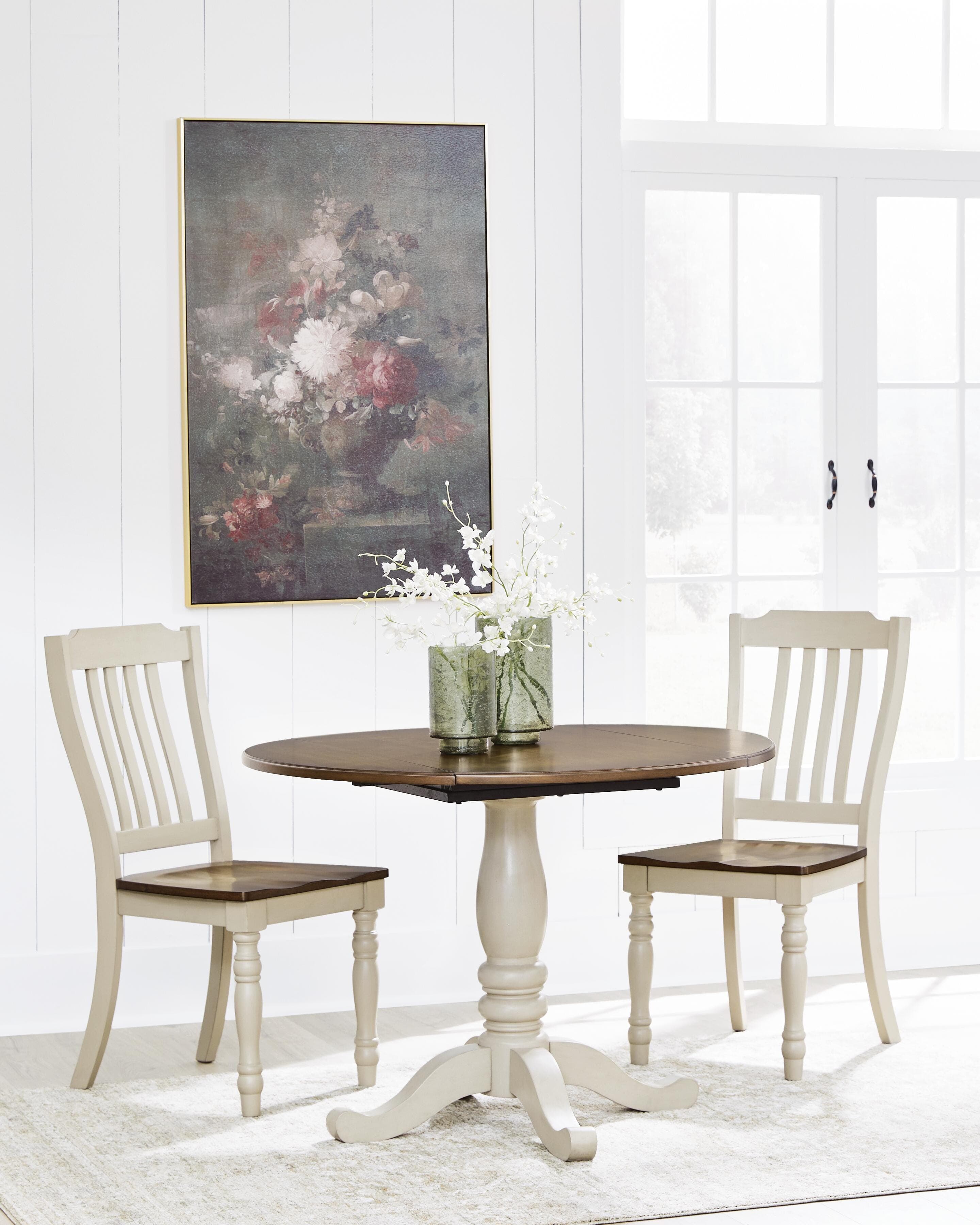 Mellintine Dining Chair — White & Brown/Beige — view 2