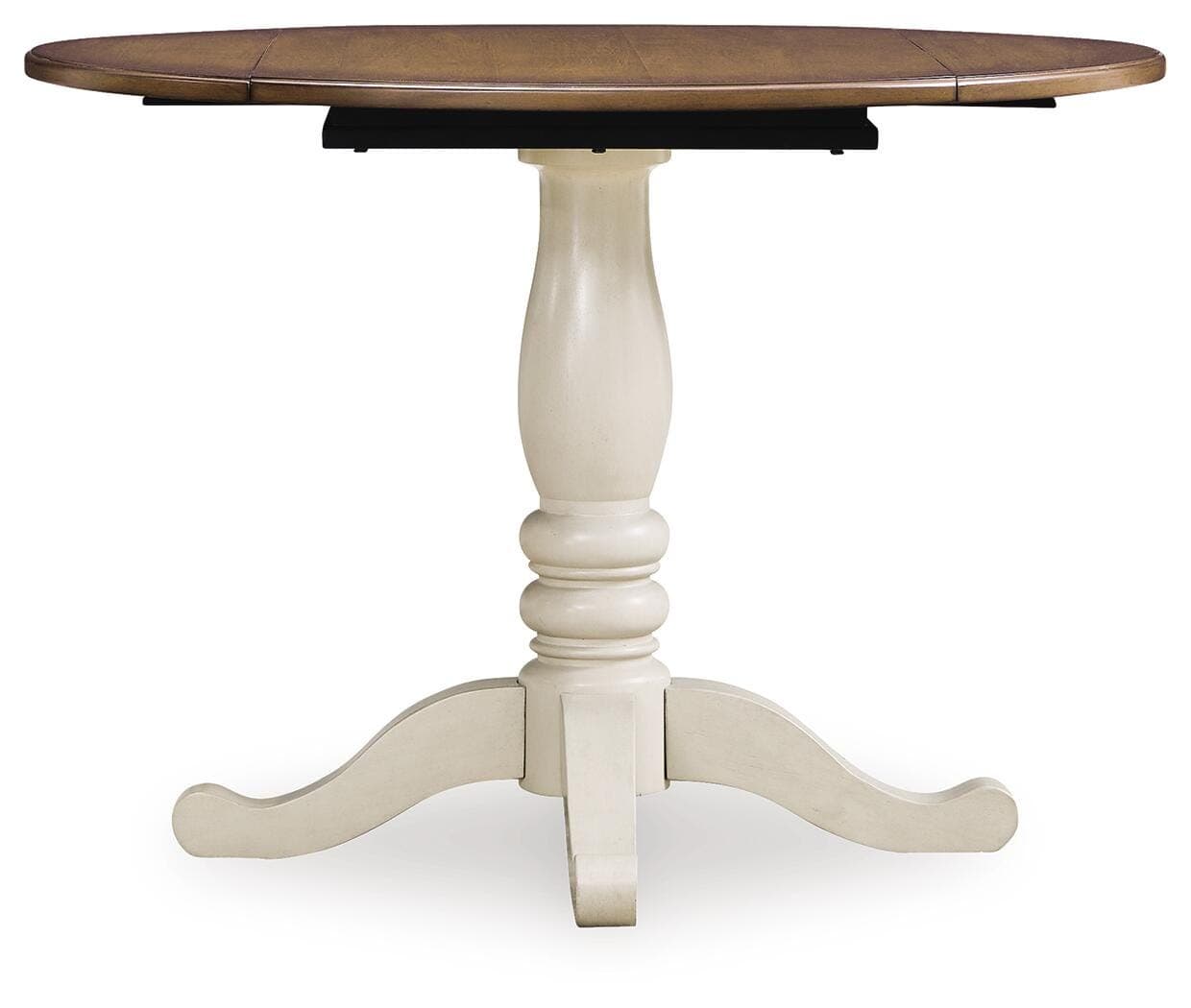 Mellintine Dining Drop Leaf Table — White & Brown/Beige — view 3