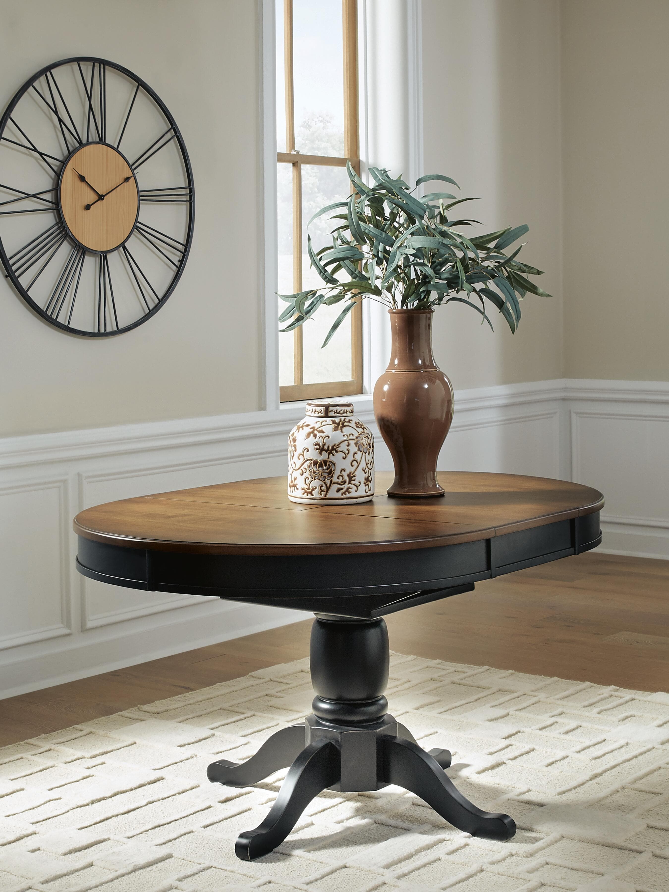 Loganeer Dining Butterfly Extension Table — Black/Gray & Brown/Beige — view 2