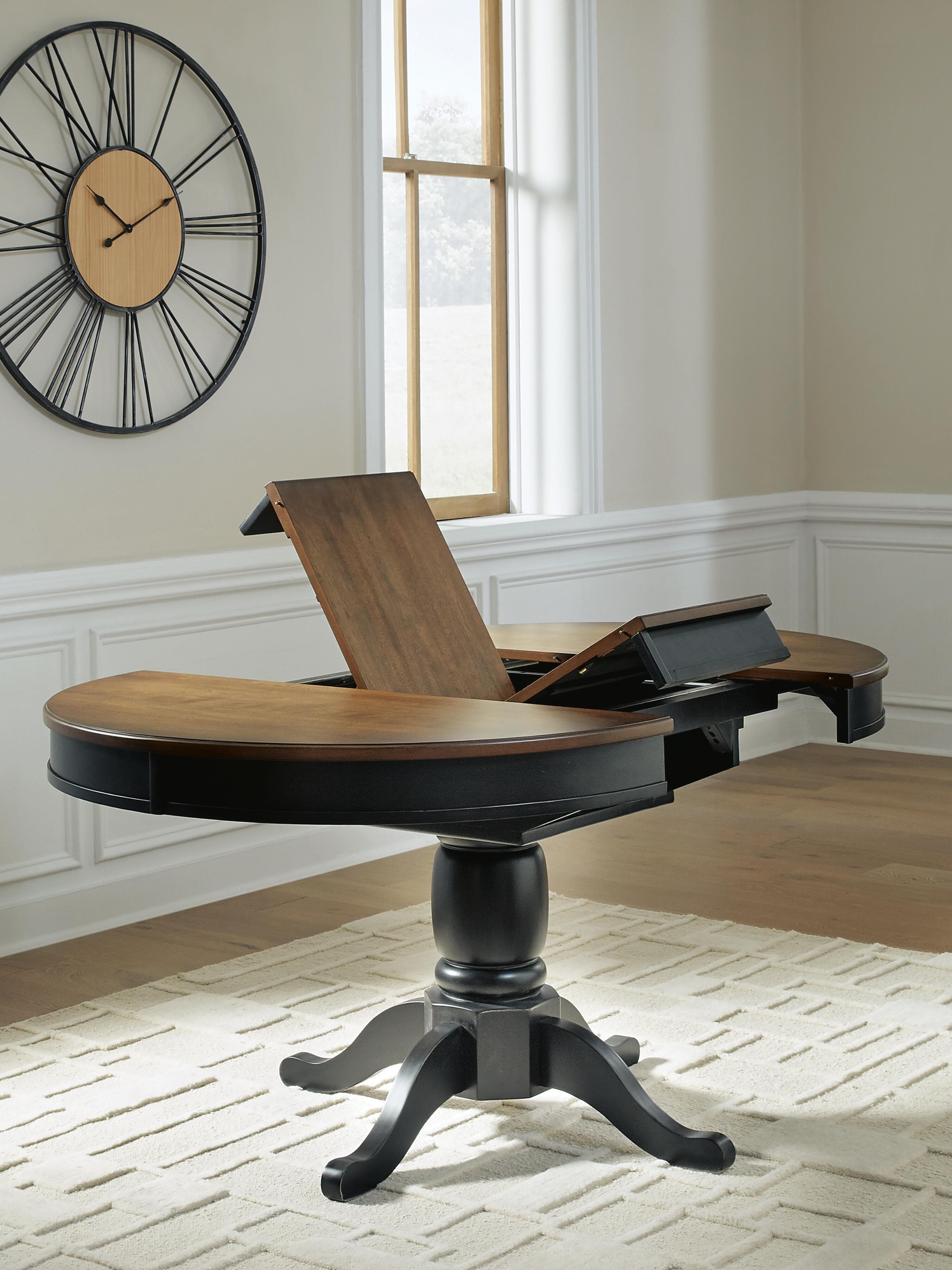 Loganeer Dining Butterfly Extension Table — Black/Gray & Brown/Beige — view 6
