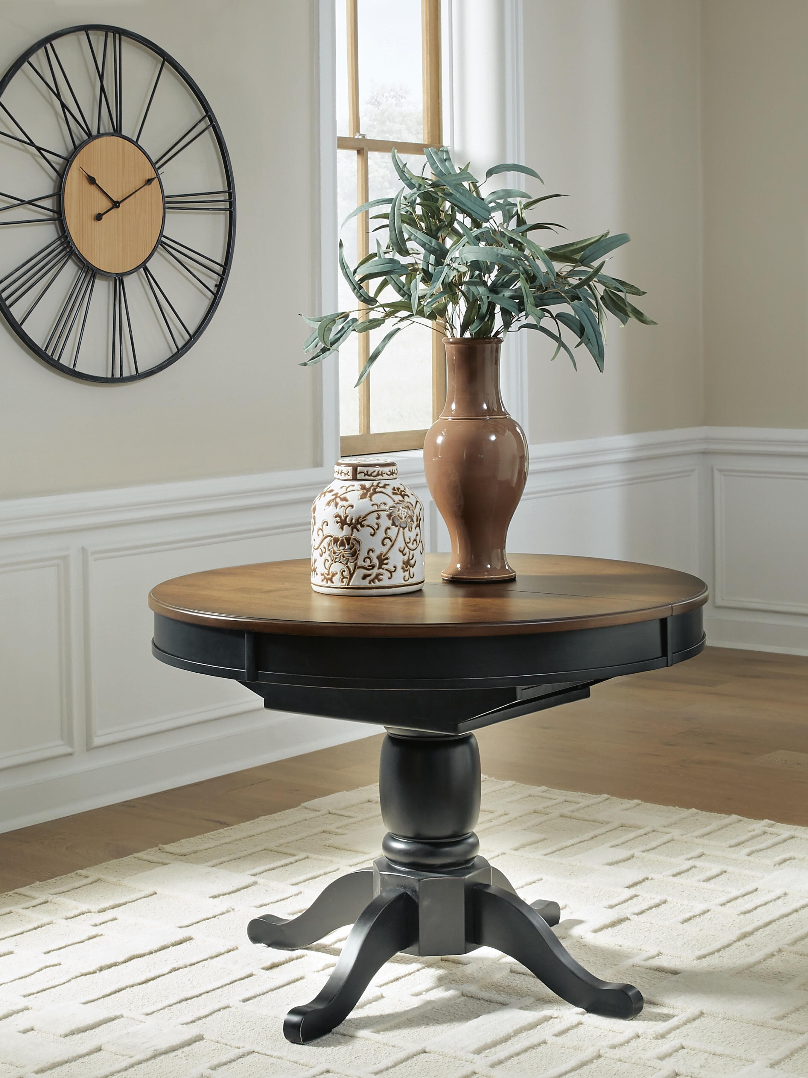 Loganeer Dining Butterfly Extension Table — Black/Gray & Brown/Beige — view 5