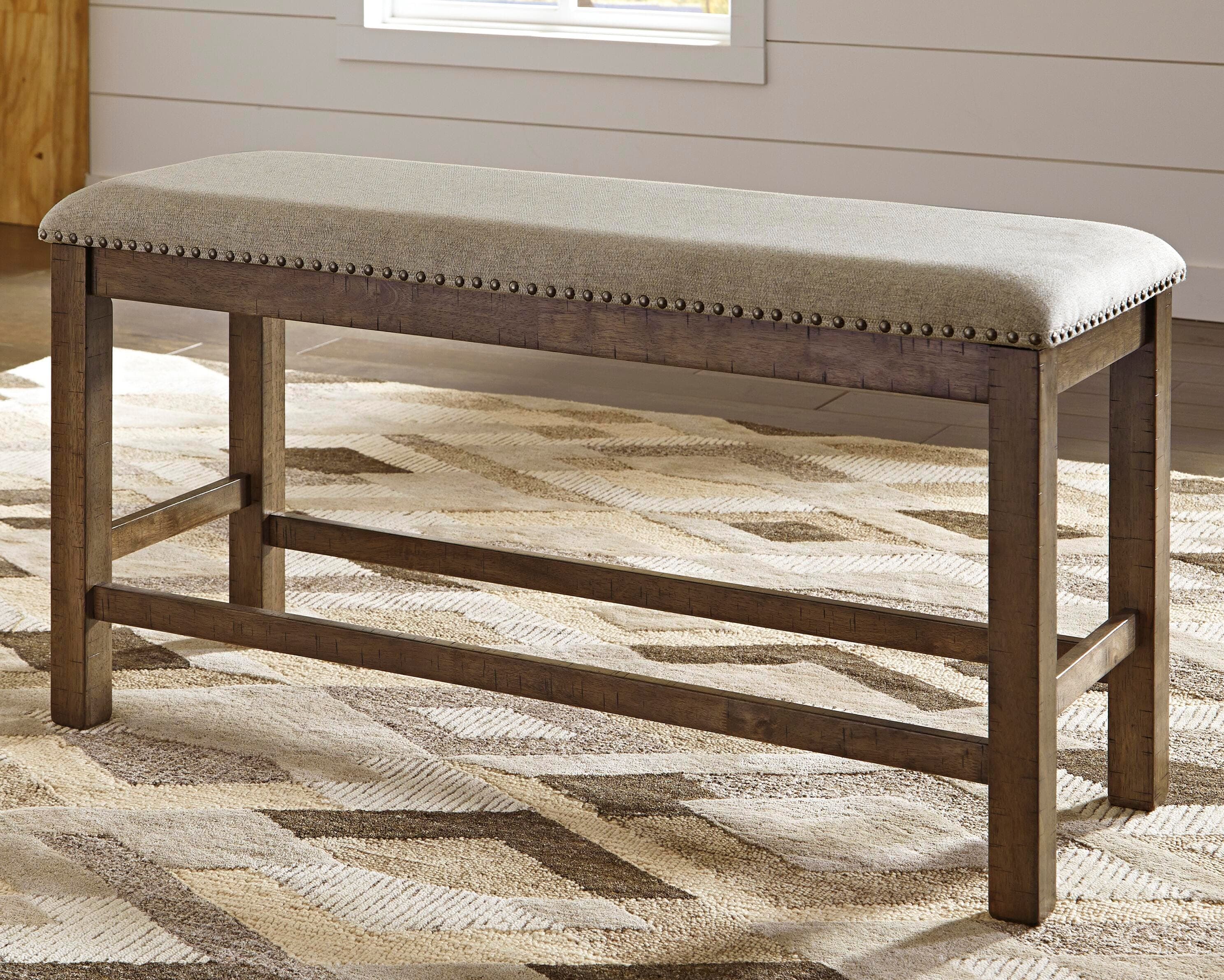 Moriville Counter Height Dining Bench — Brown/Beige — view 2