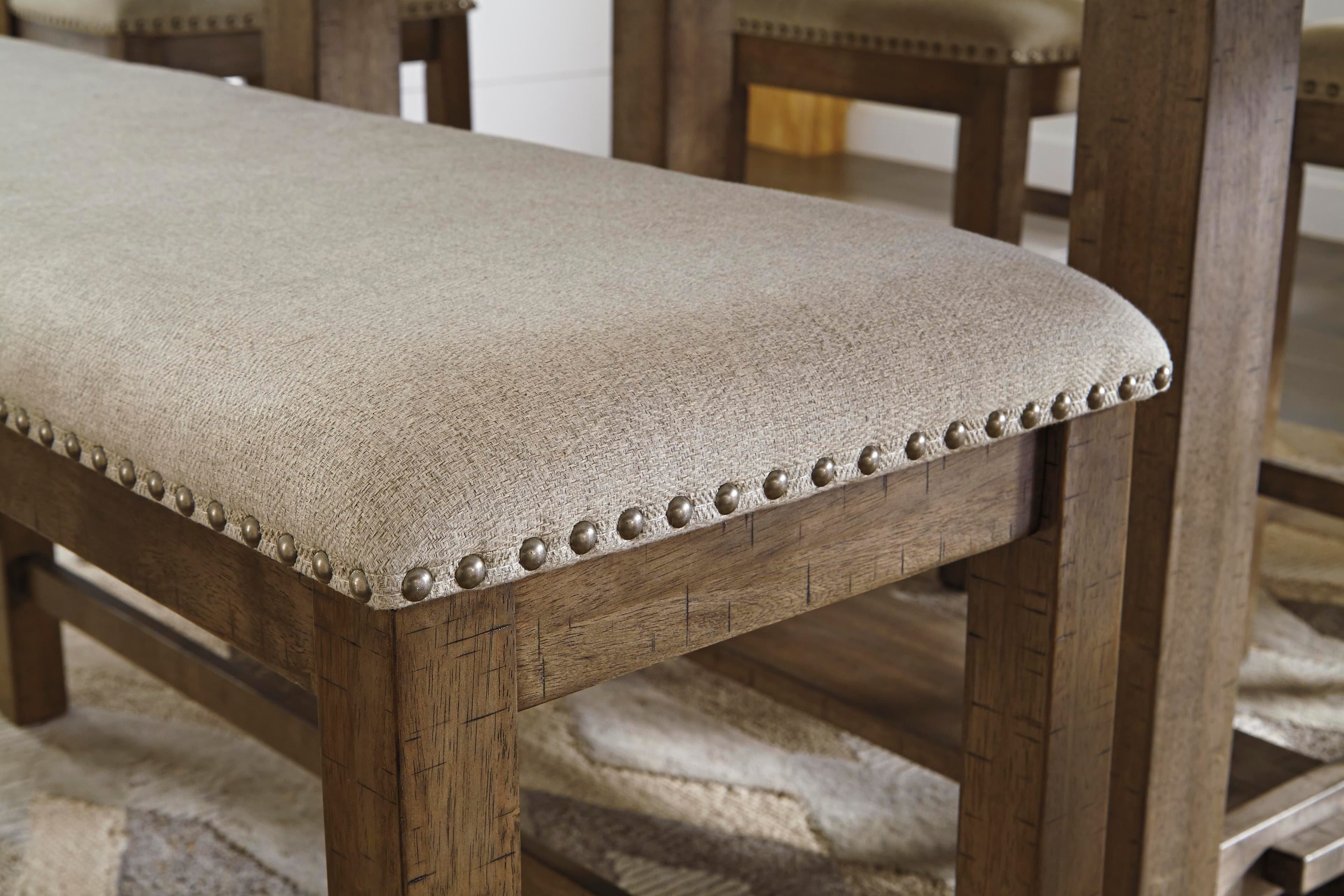 Moriville Counter Height Dining Bench — Brown/Beige — view 3