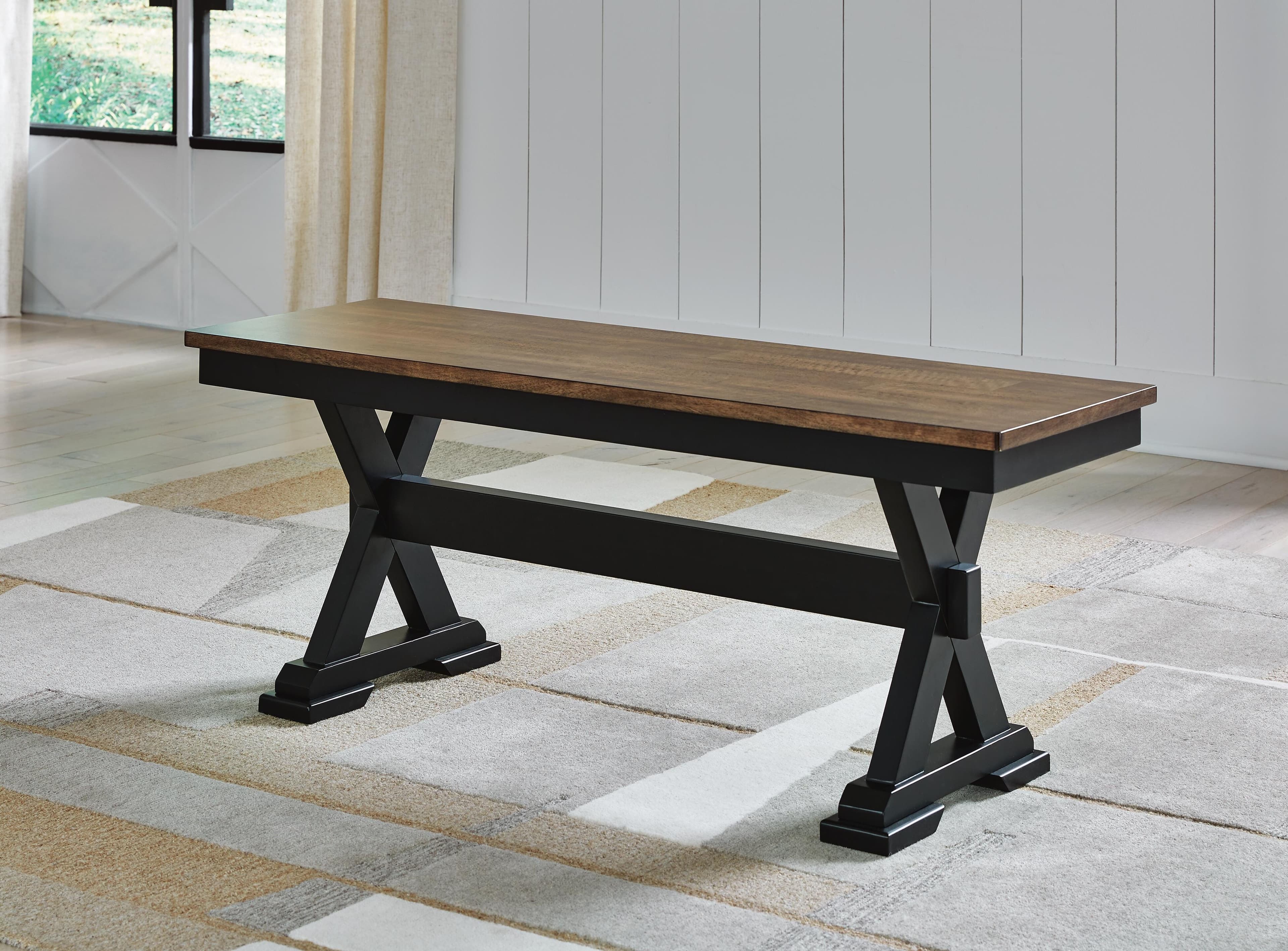 Wildenauer 50" Dining Bench — Black/Gray & Brown/Beige — view 2