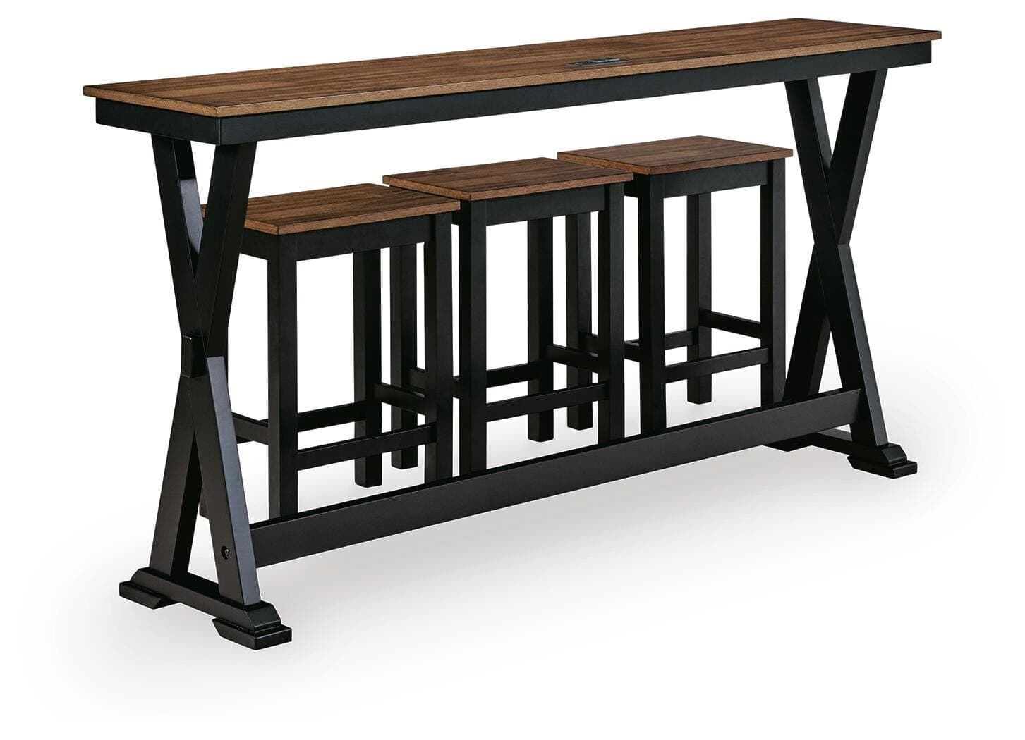 Wildenauer Counter Height Dining Table and 3 Barstools Set — Black/Gray & Brown/Beige — view 4
