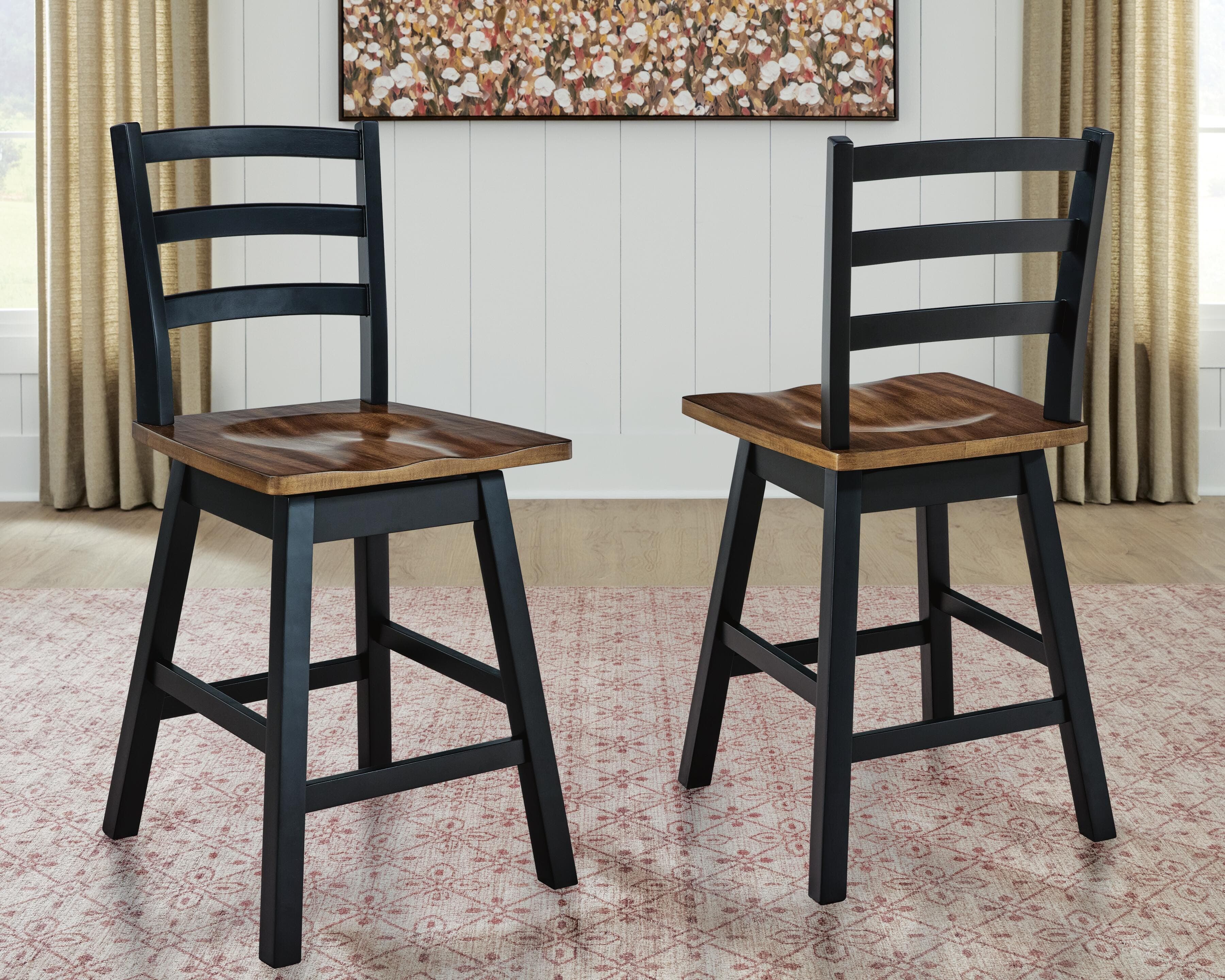 Wildenauer Counter Height Swivel Barstool — Black/Gray & Brown/Beige — view 2