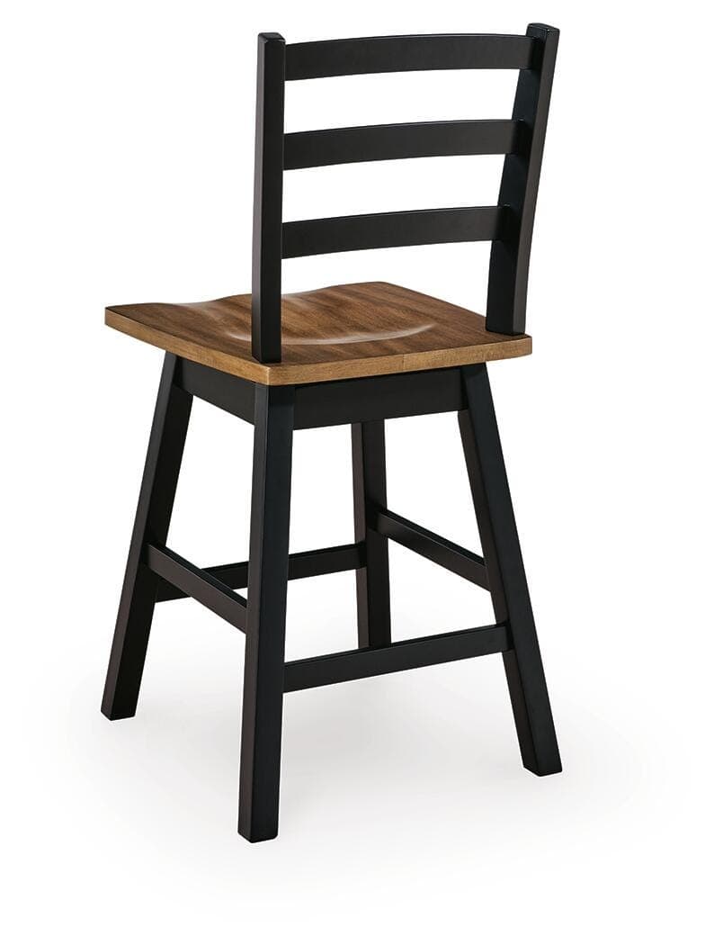 Wildenauer Counter Height Swivel Barstool — Black/Gray & Brown/Beige — view 6