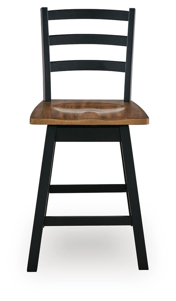 Wildenauer Counter Height Swivel Barstool — Black/Gray & Brown/Beige — view 4