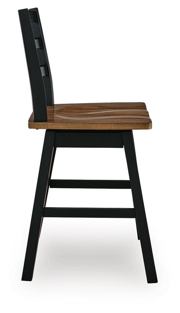 Wildenauer Counter Height Swivel Barstool — Black/Gray & Brown/Beige — view 5