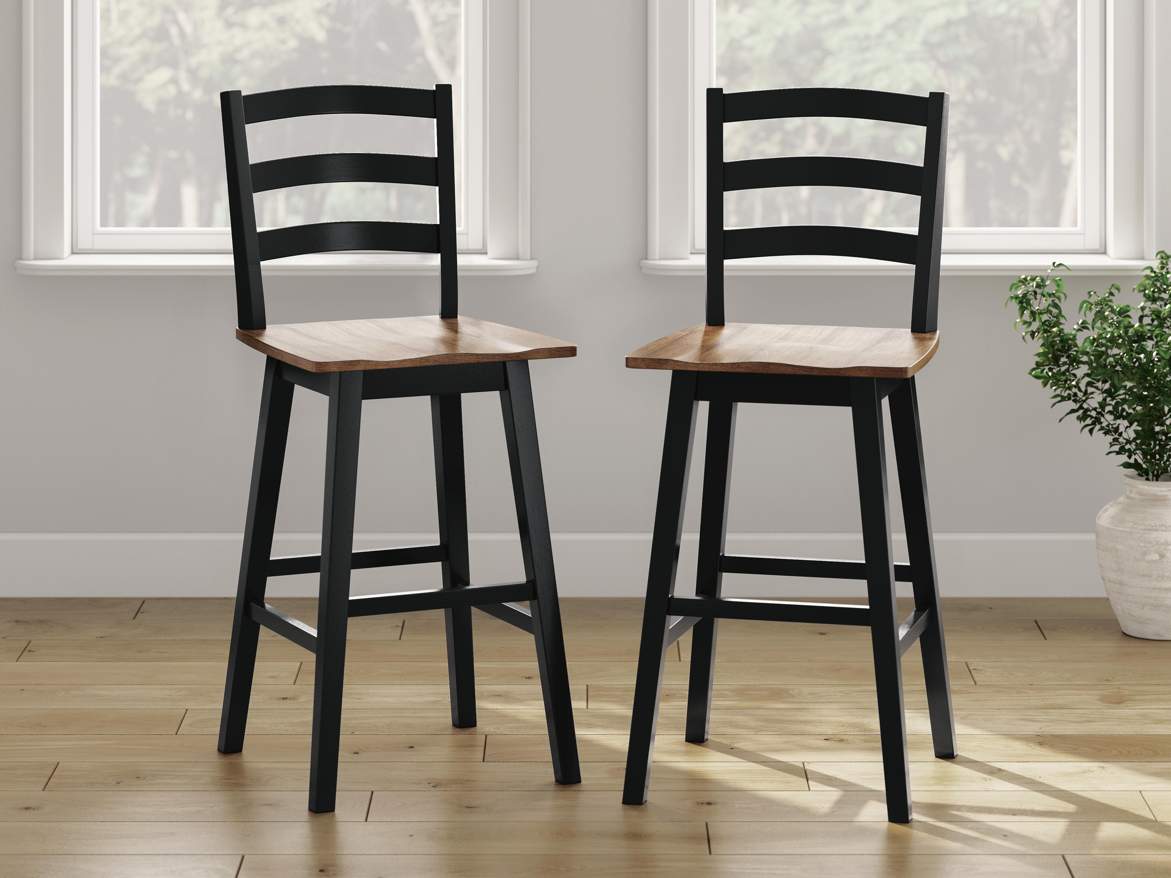 Wildenauer Bar Height Bar Stool — Black/Gray & Brown/Beige — view 2