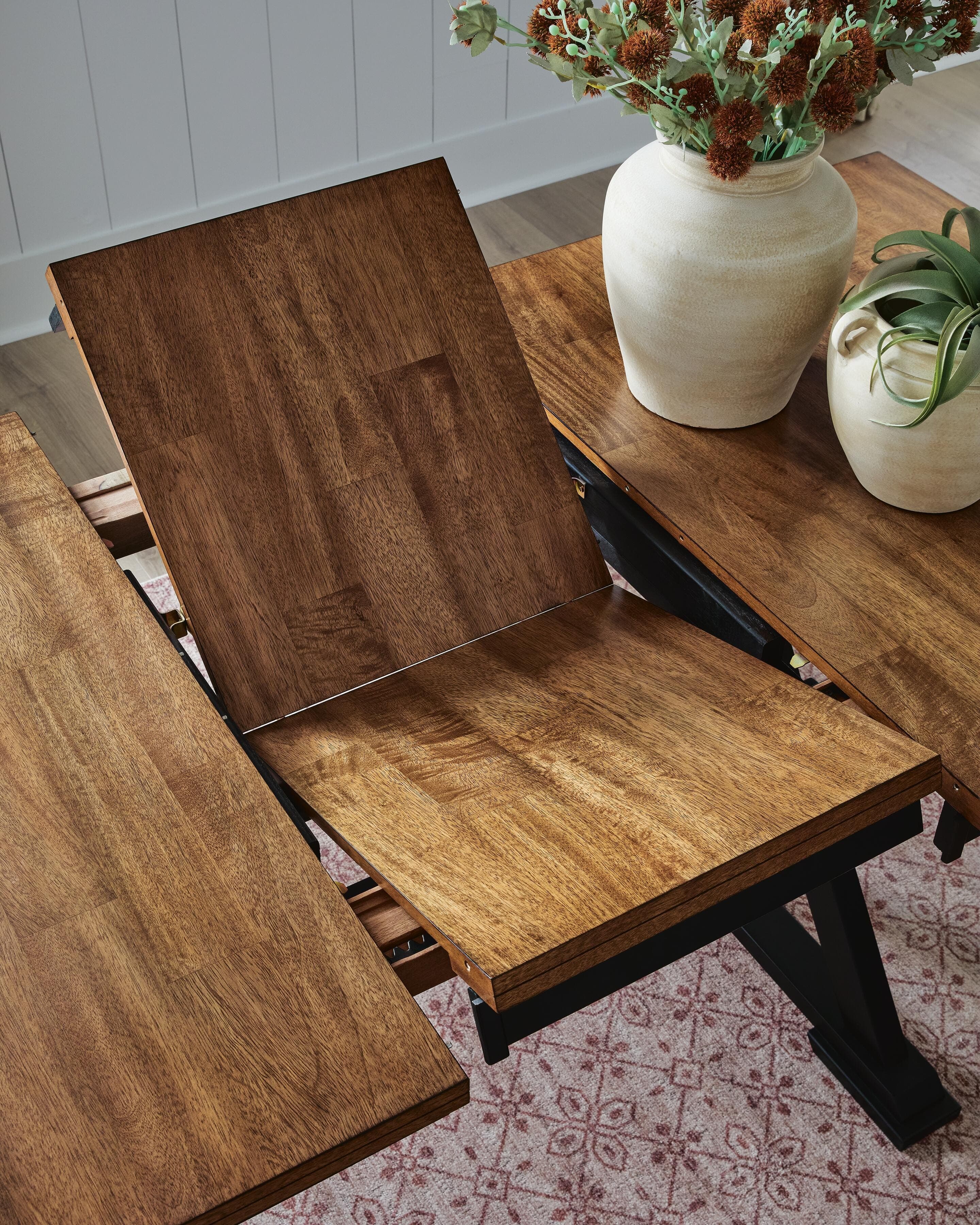 Wildenauer Counter Height Butterfly Extension Table — Black/Gray & Brown/Beige — view 6