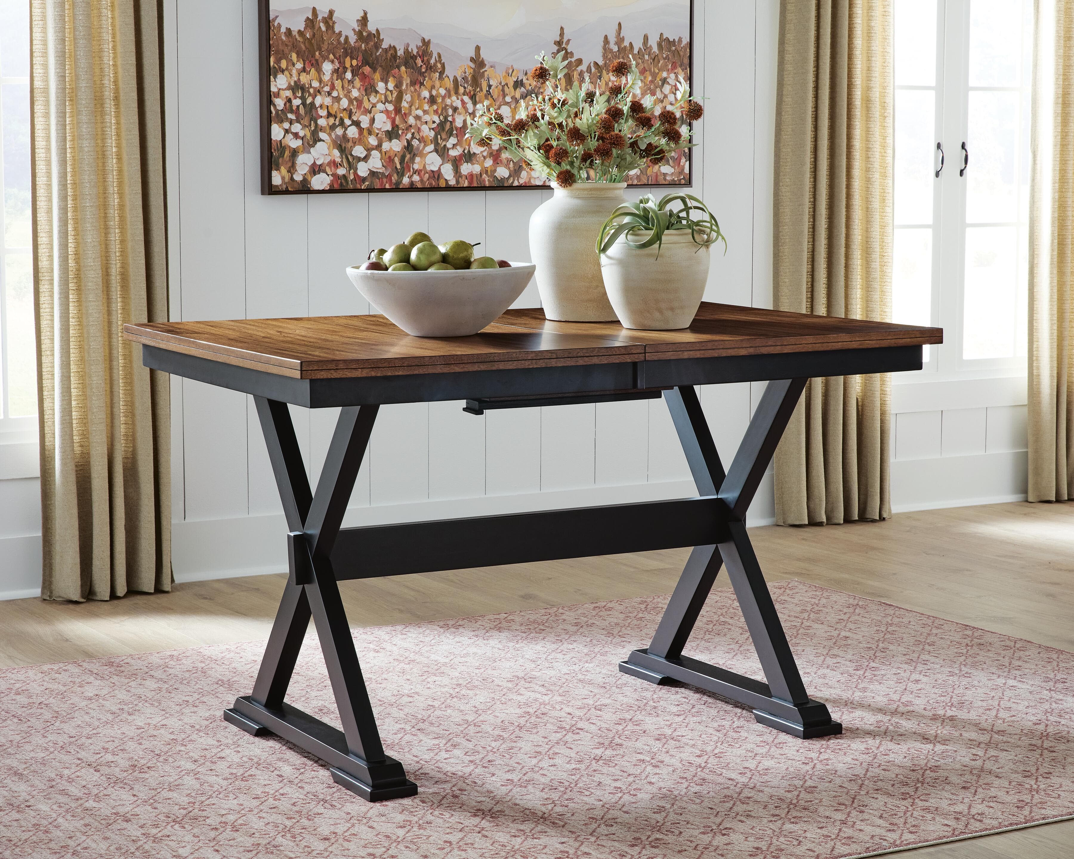 Wildenauer Counter Height Butterfly Extension Table — Black/Gray & Brown/Beige — view 5