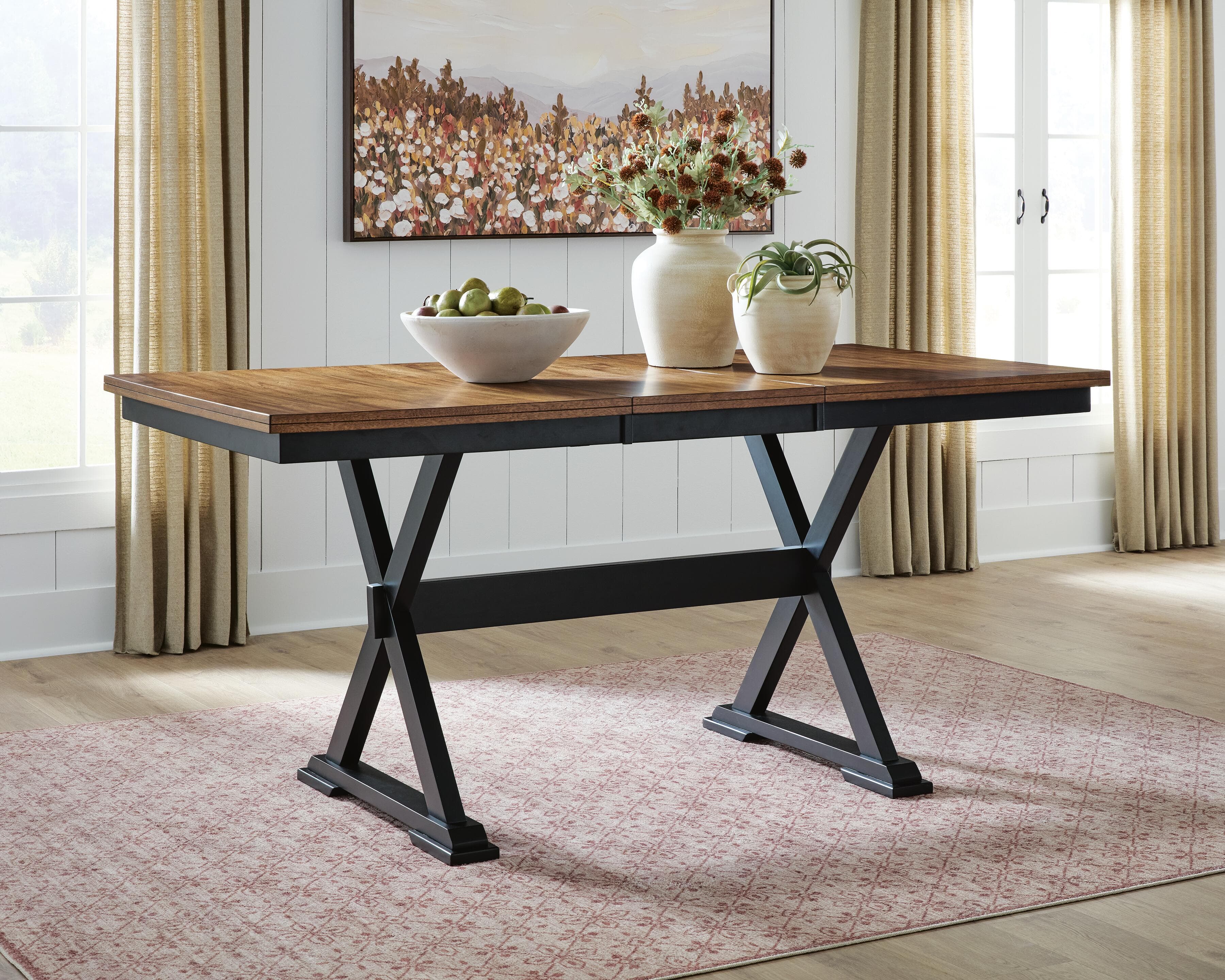Wildenauer Counter Height Butterfly Extension Table — Black/Gray & Brown/Beige — view 2
