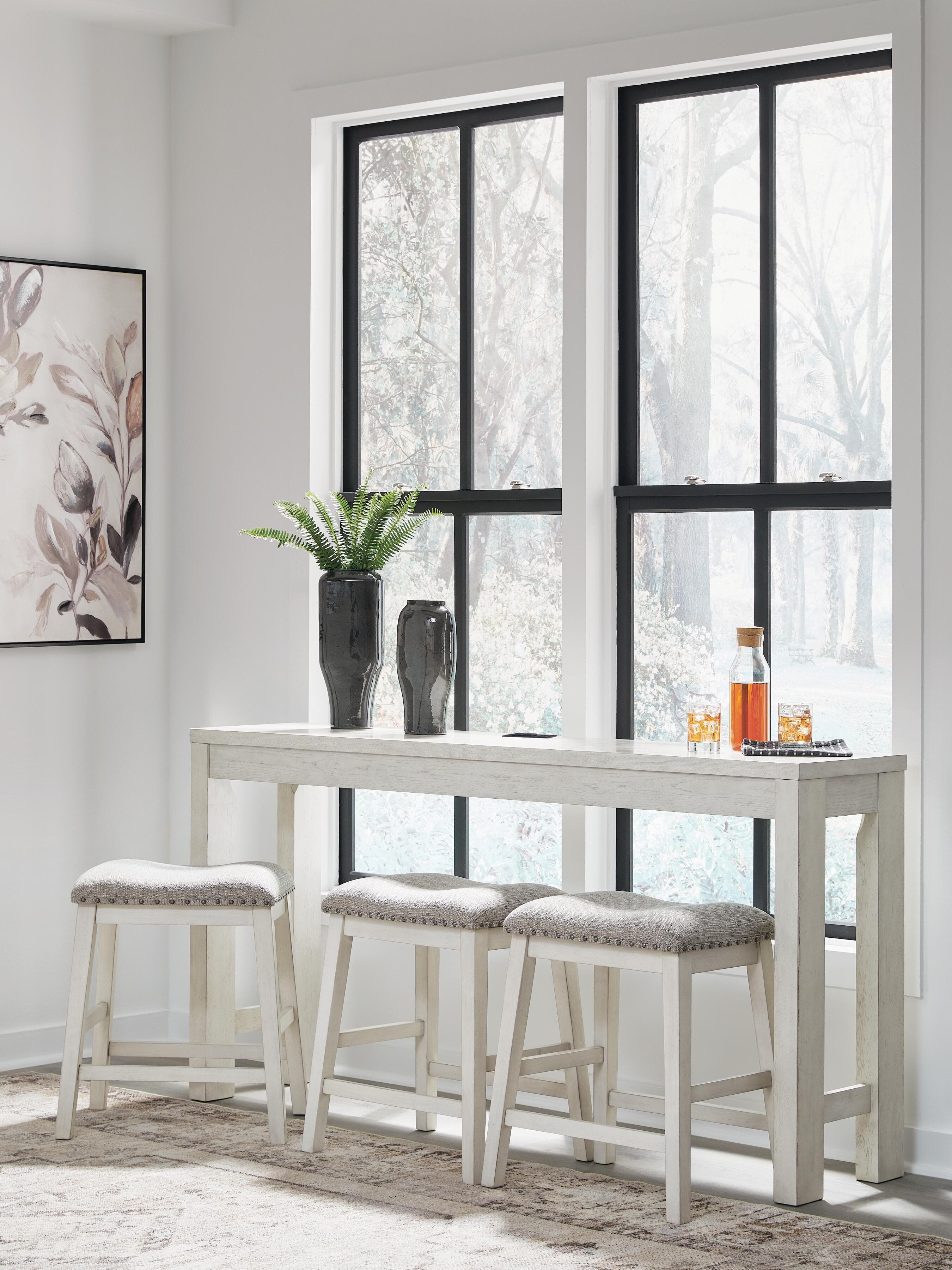 Robbinsdale Counter Height Dining Table and 3 Barstools Set — White — view 2