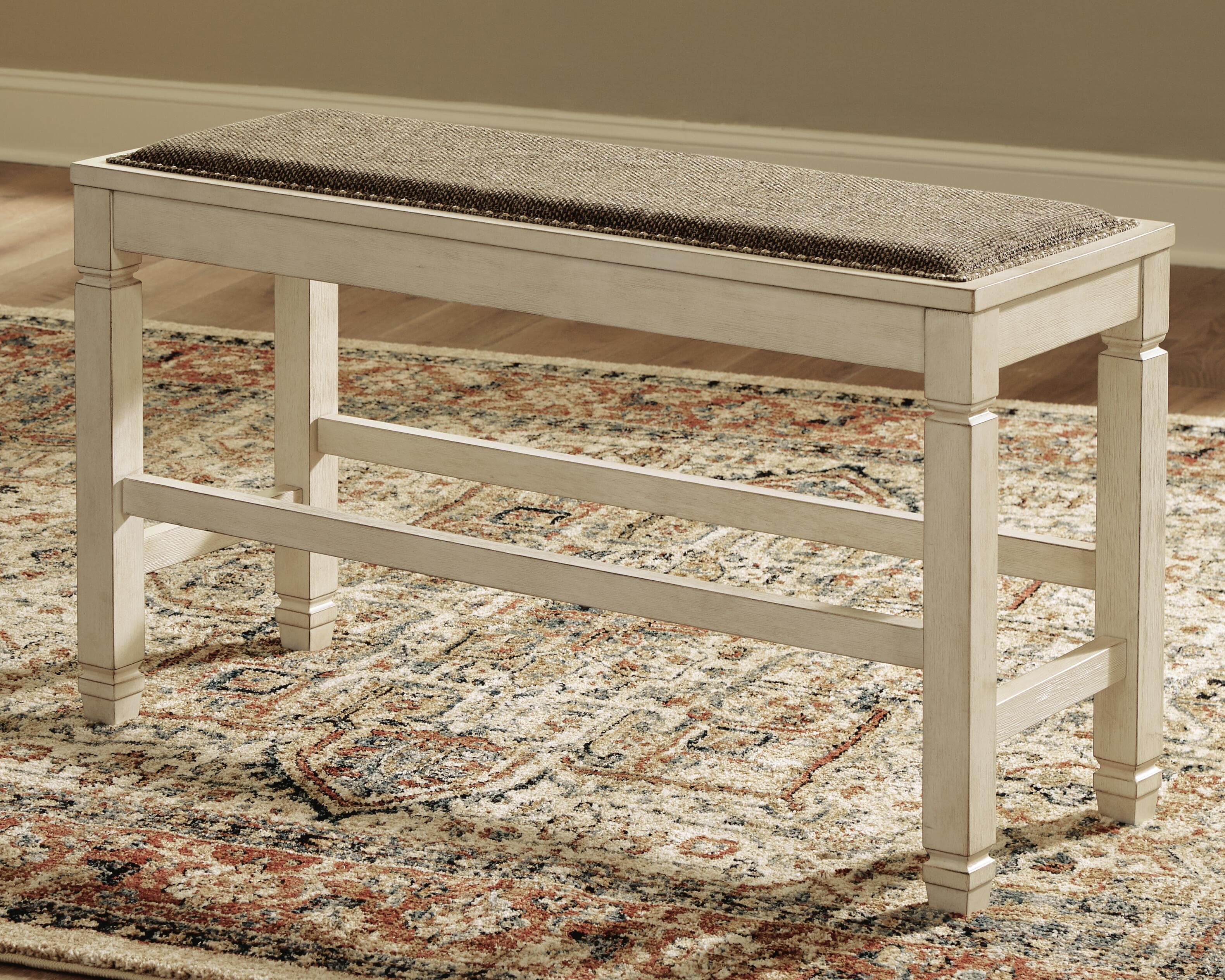 Bolanburg Counter Height Dining Bench — White & Brown/Beige — view 2