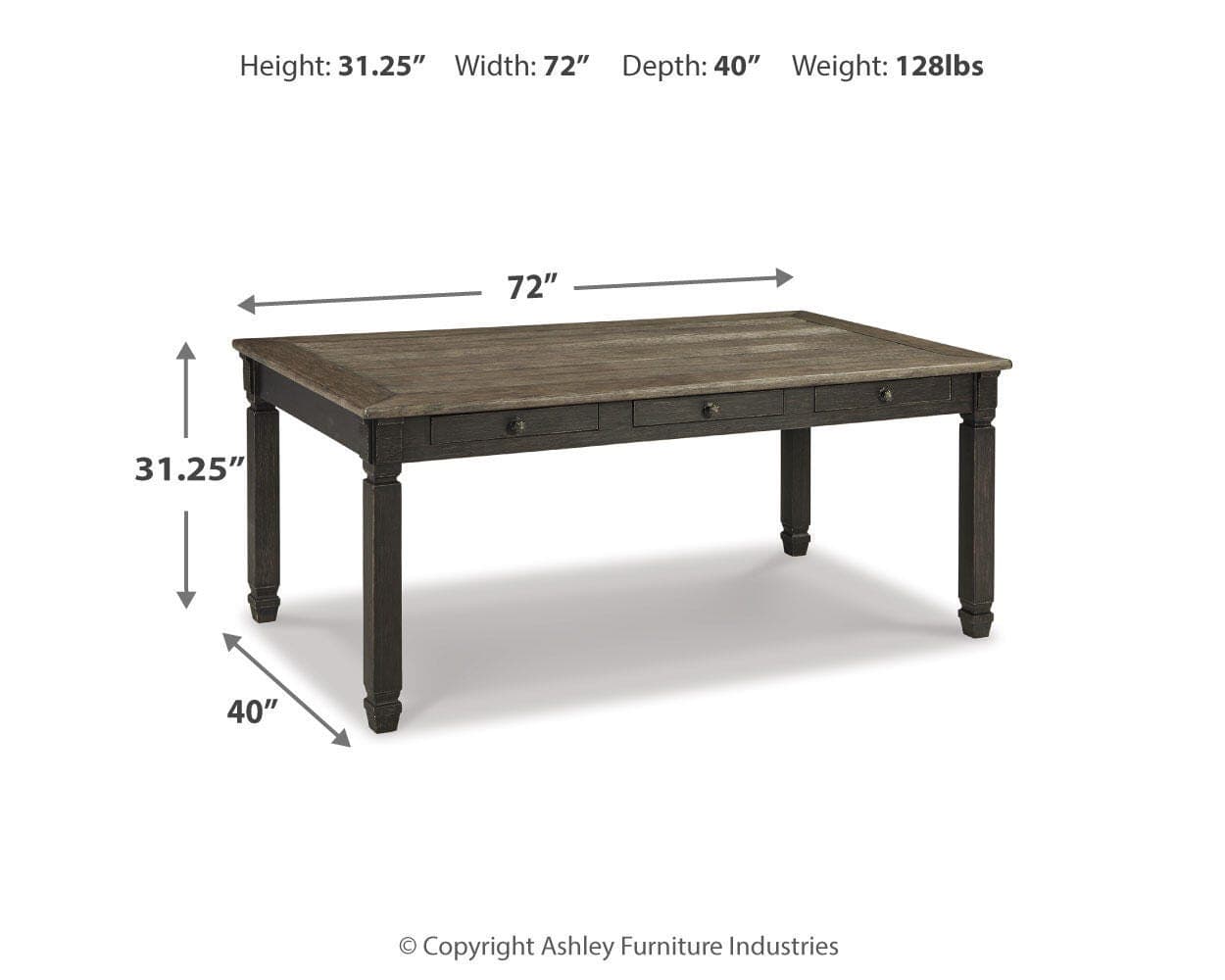 Tyler Creek Dining Table — Black/Gray & Brown/Beige — view 3