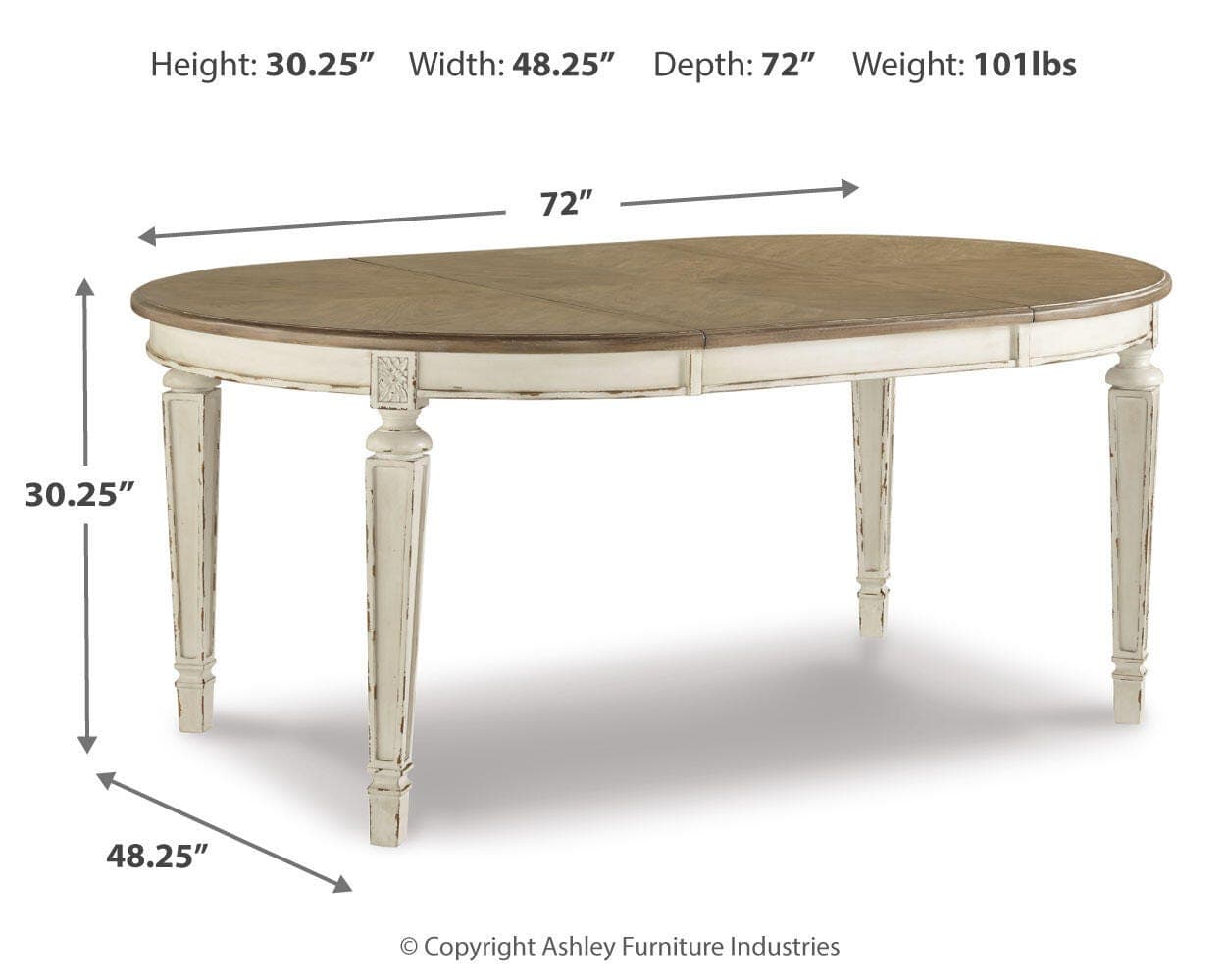 Realyn Dining Extension Table — White & Brown/Beige — view 4