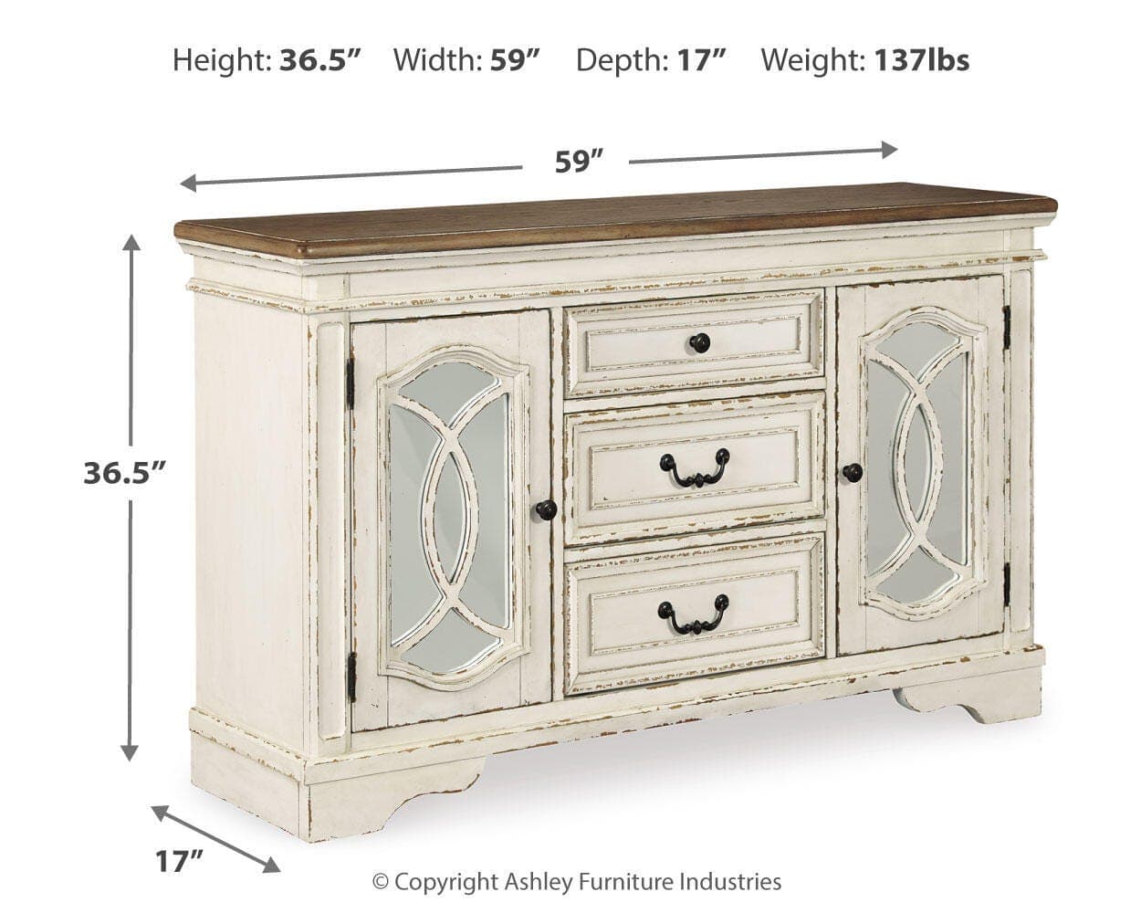 Realyn Dining Server — White & Brown/Beige — view 4