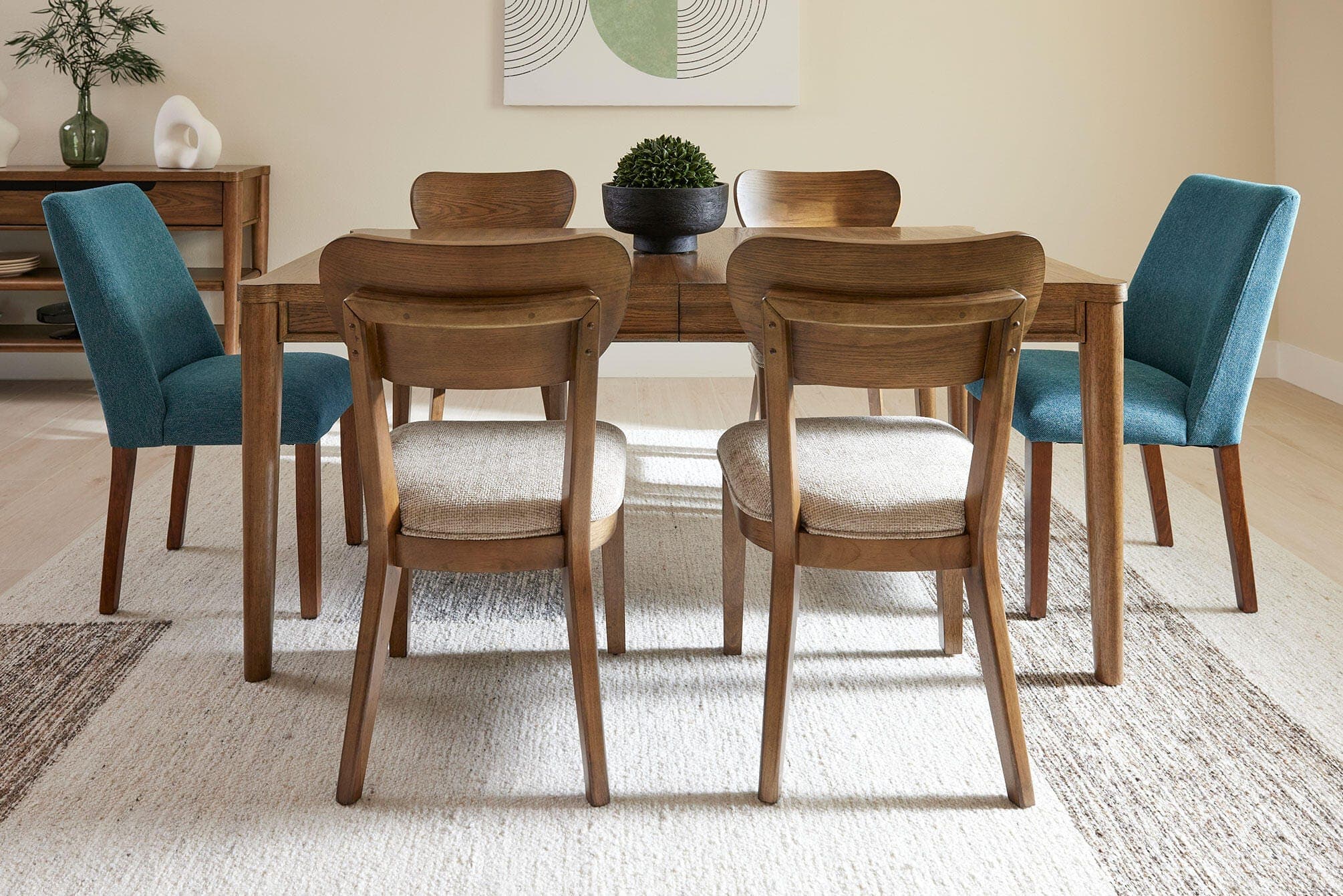 Lyncott Dining Chair — Blue & Brown/Beige — view 7
