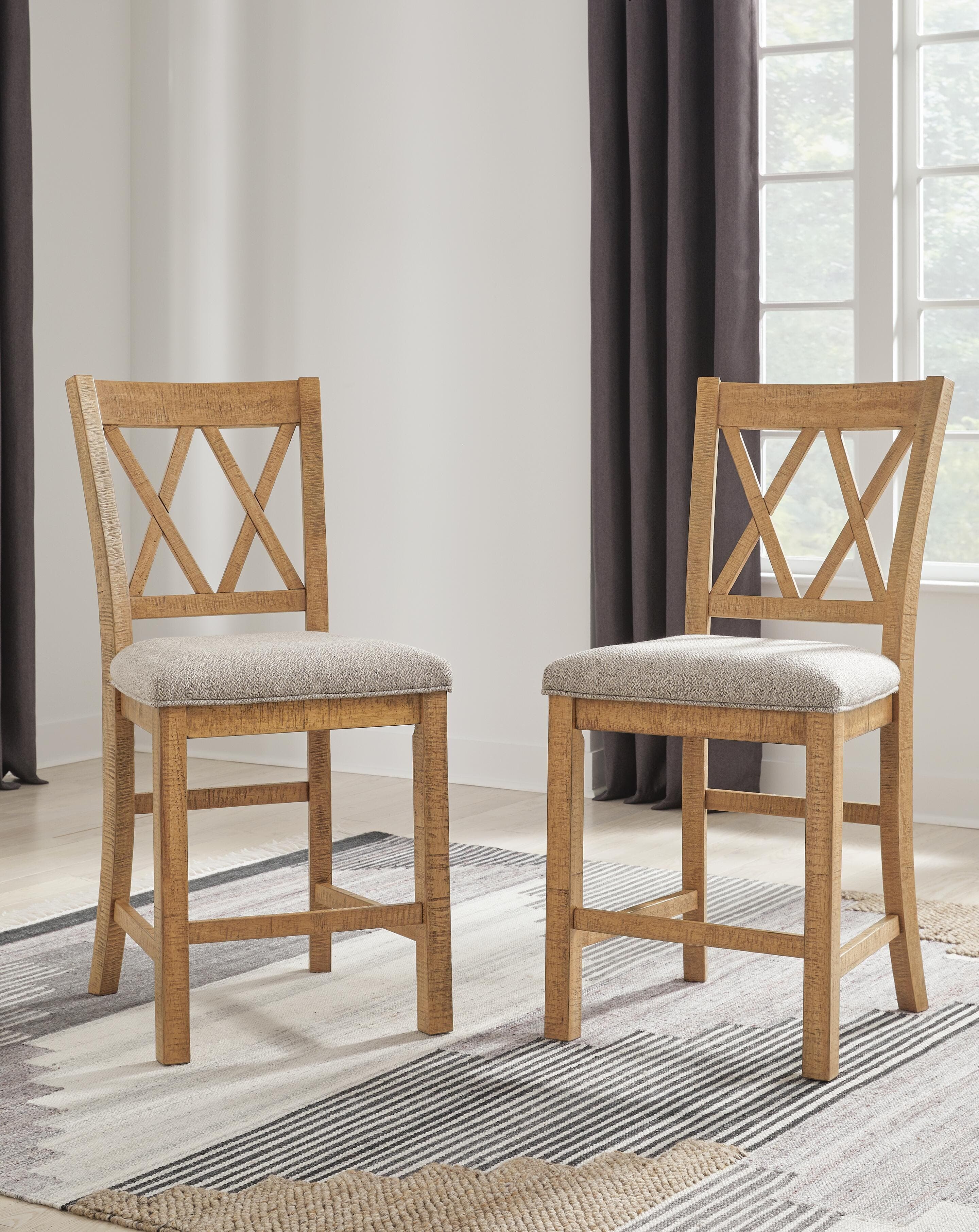 Havonplane Counter Height Barstool — Brown/Beige — view 2