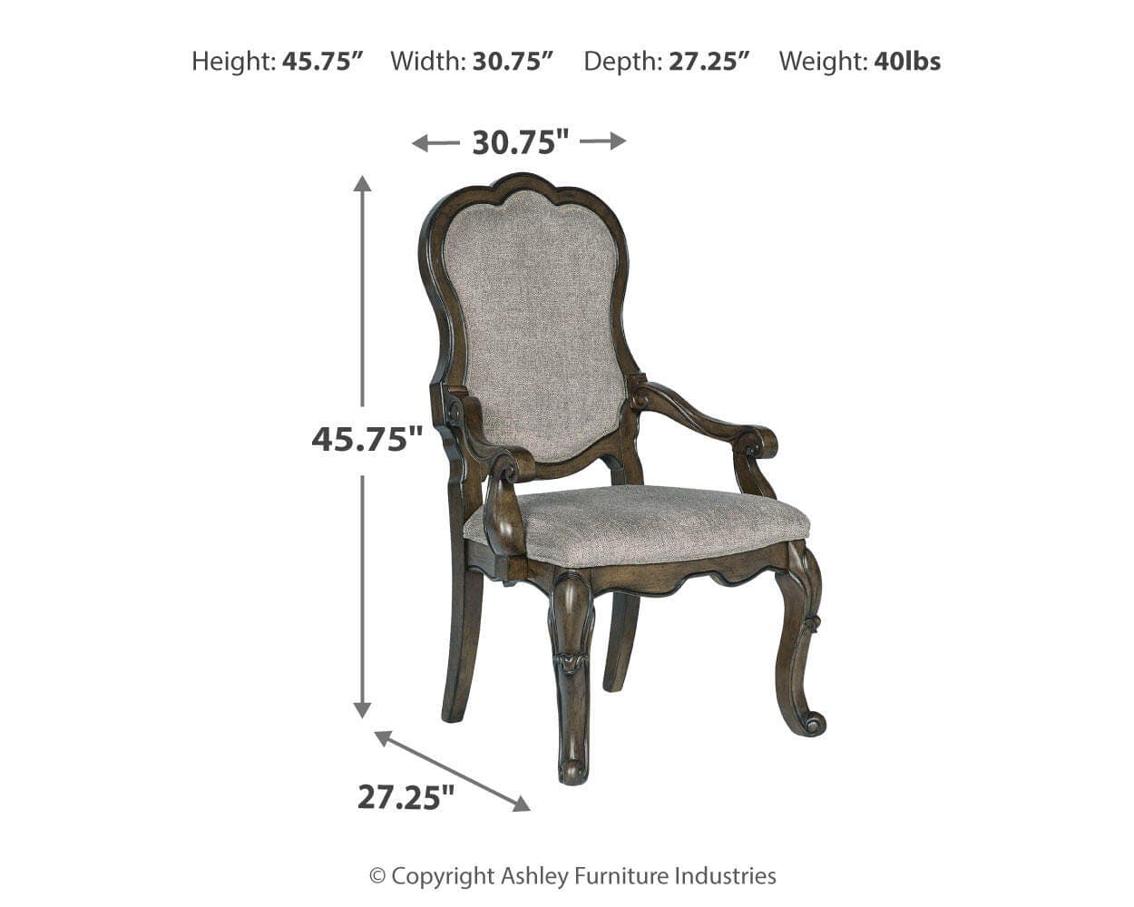 Maylee Dining Arm Chair — Brown/Beige — view 7