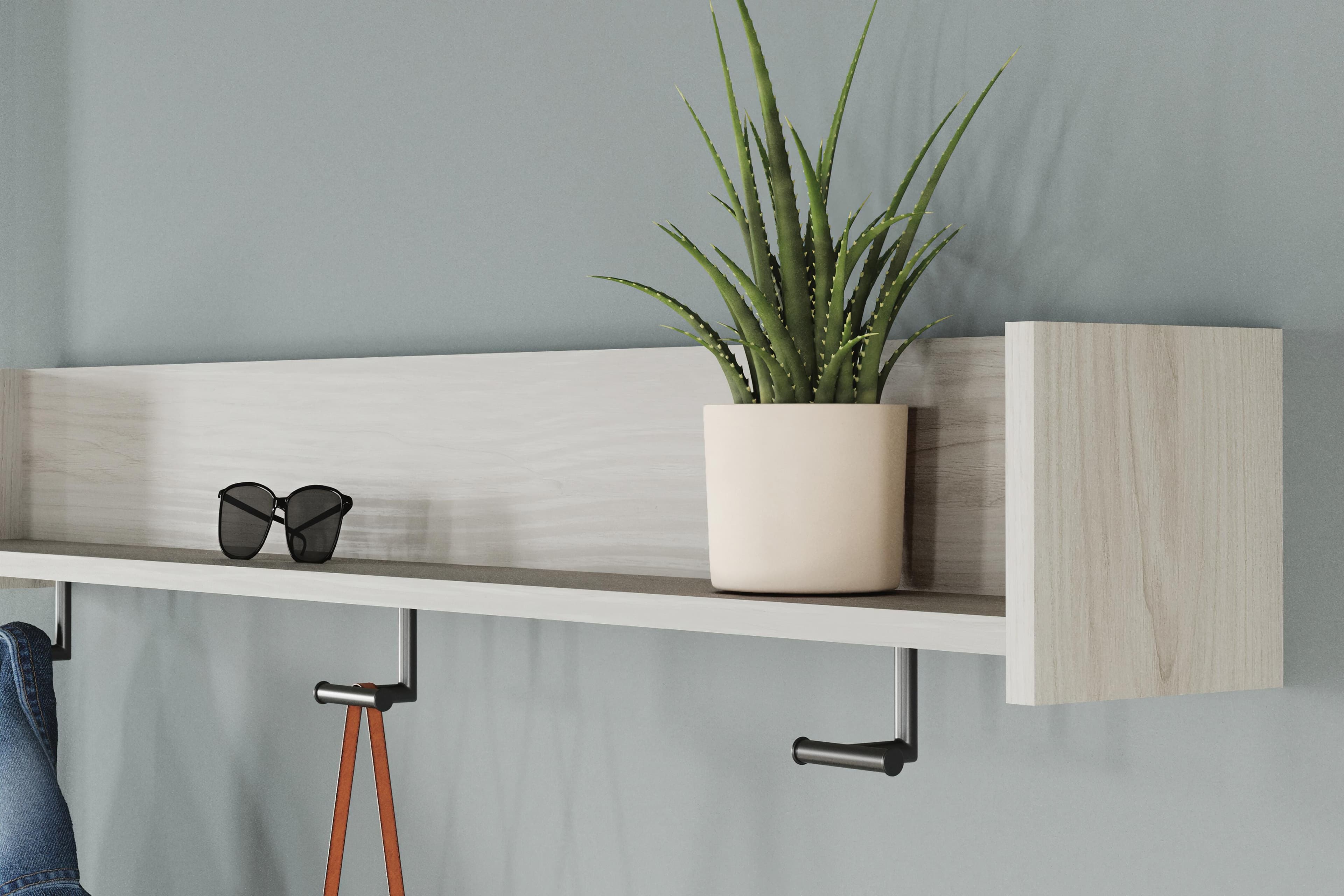 Socalle Wall Mounted Coat Rack with Shelf — Natural — view 5