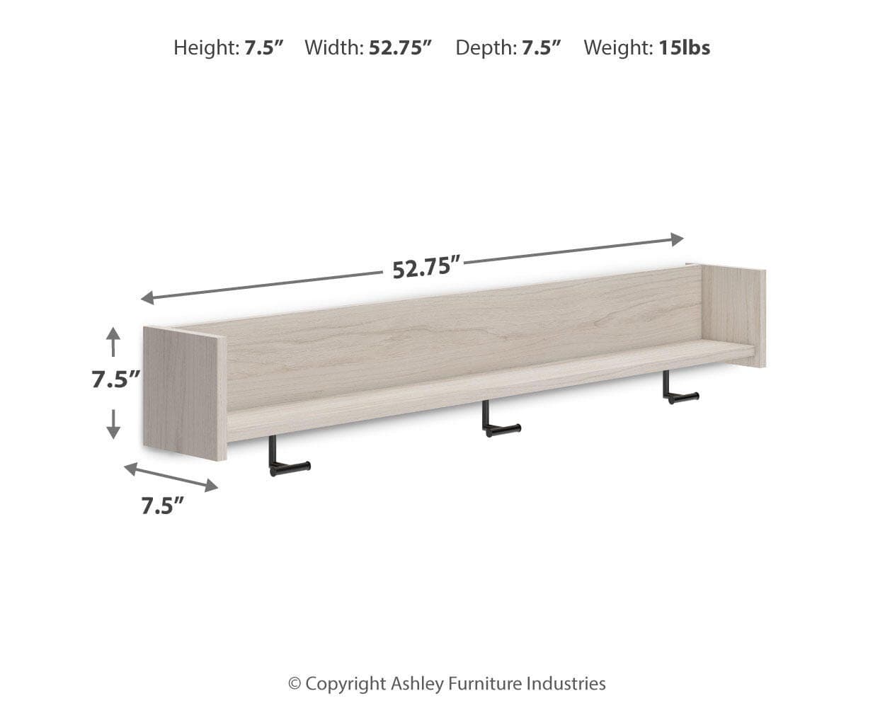 Socalle Wall Mounted Coat Rack with Shelf — Natural — view 6