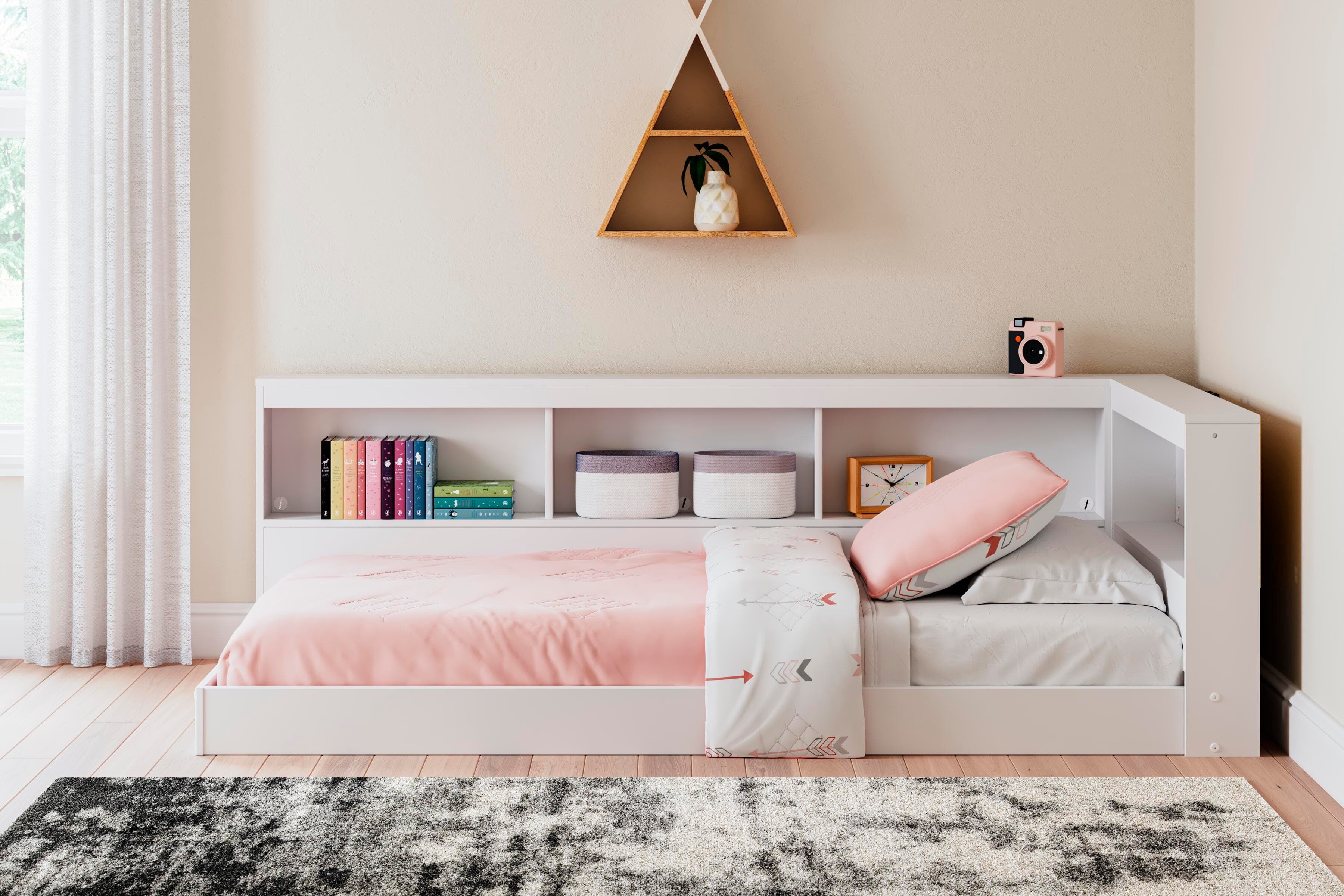 Piperton Twin Bookcase Storage Bed — White — view 2