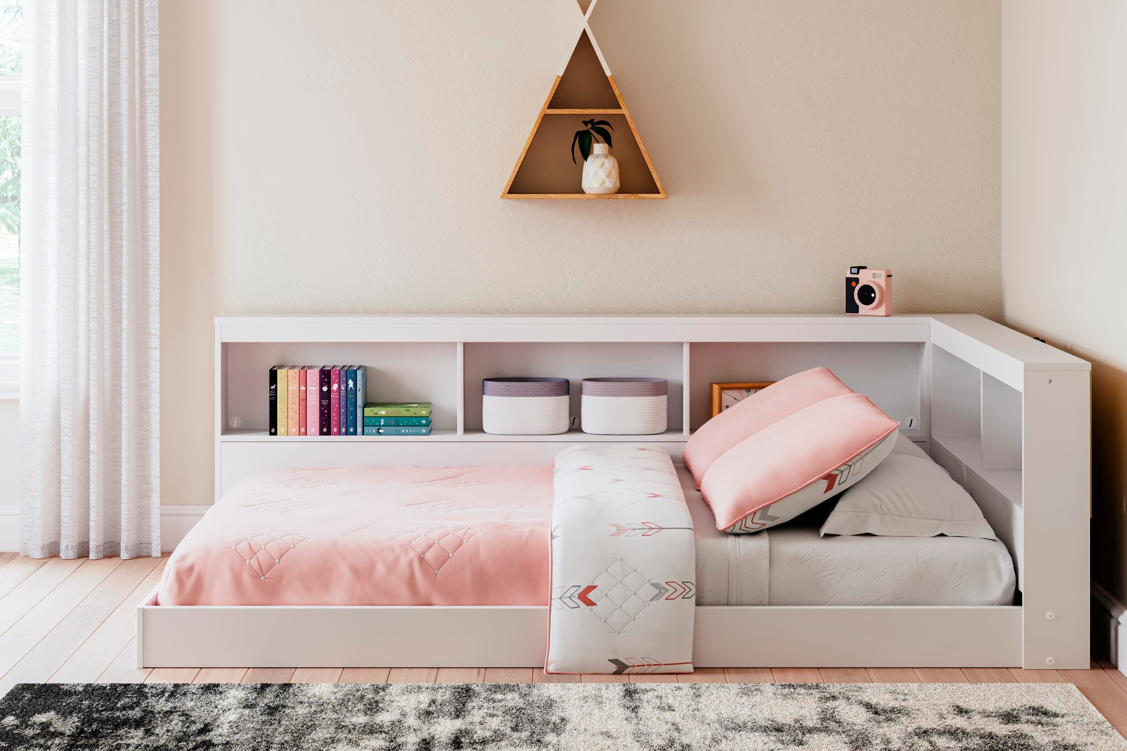 Piperton Full Bookcase Storage Bed — White — view 2